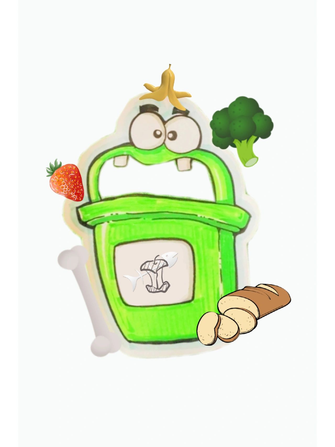 幼儿园垃圾分类垃圾桶卡通标识