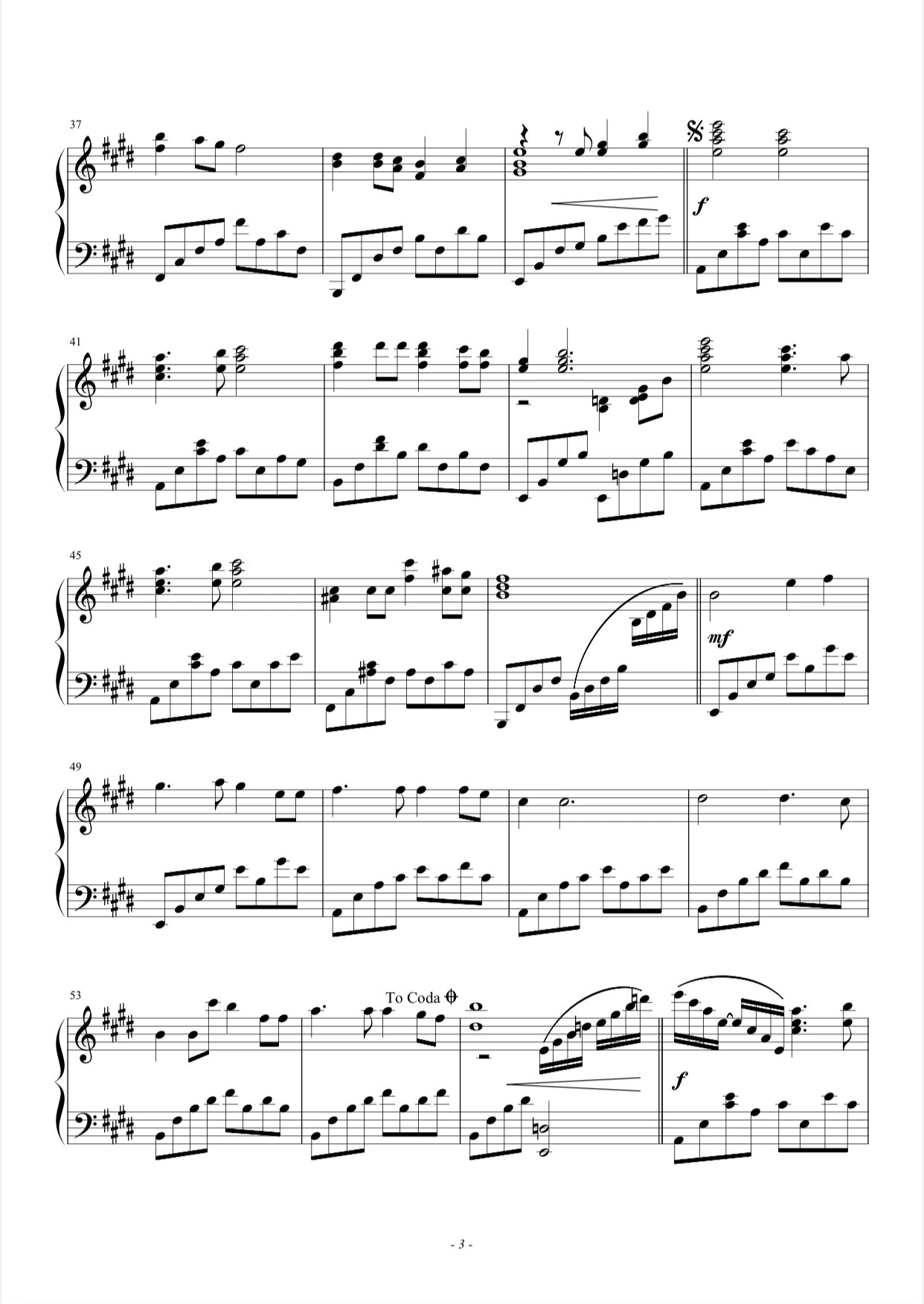 《同一首歌》钢琴谱