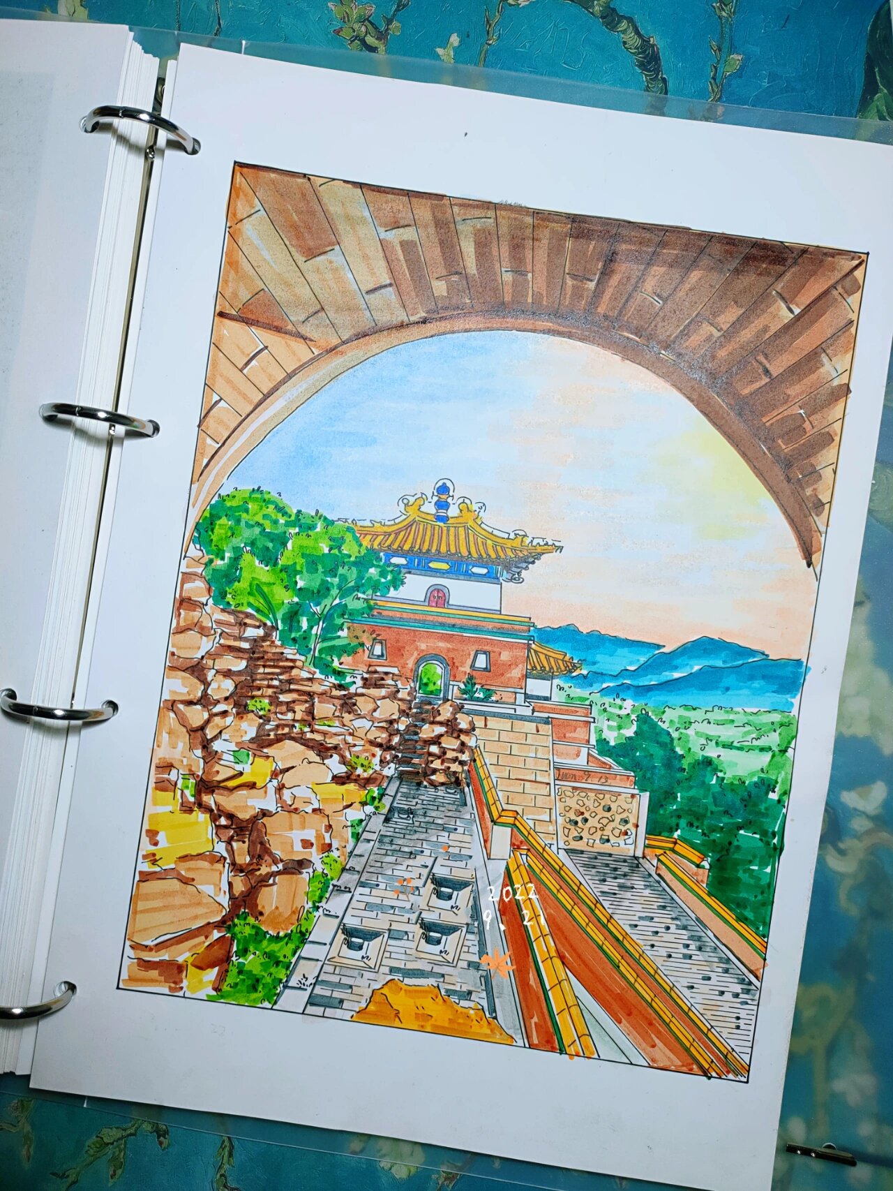 马克笔风景画十一旅游打卡