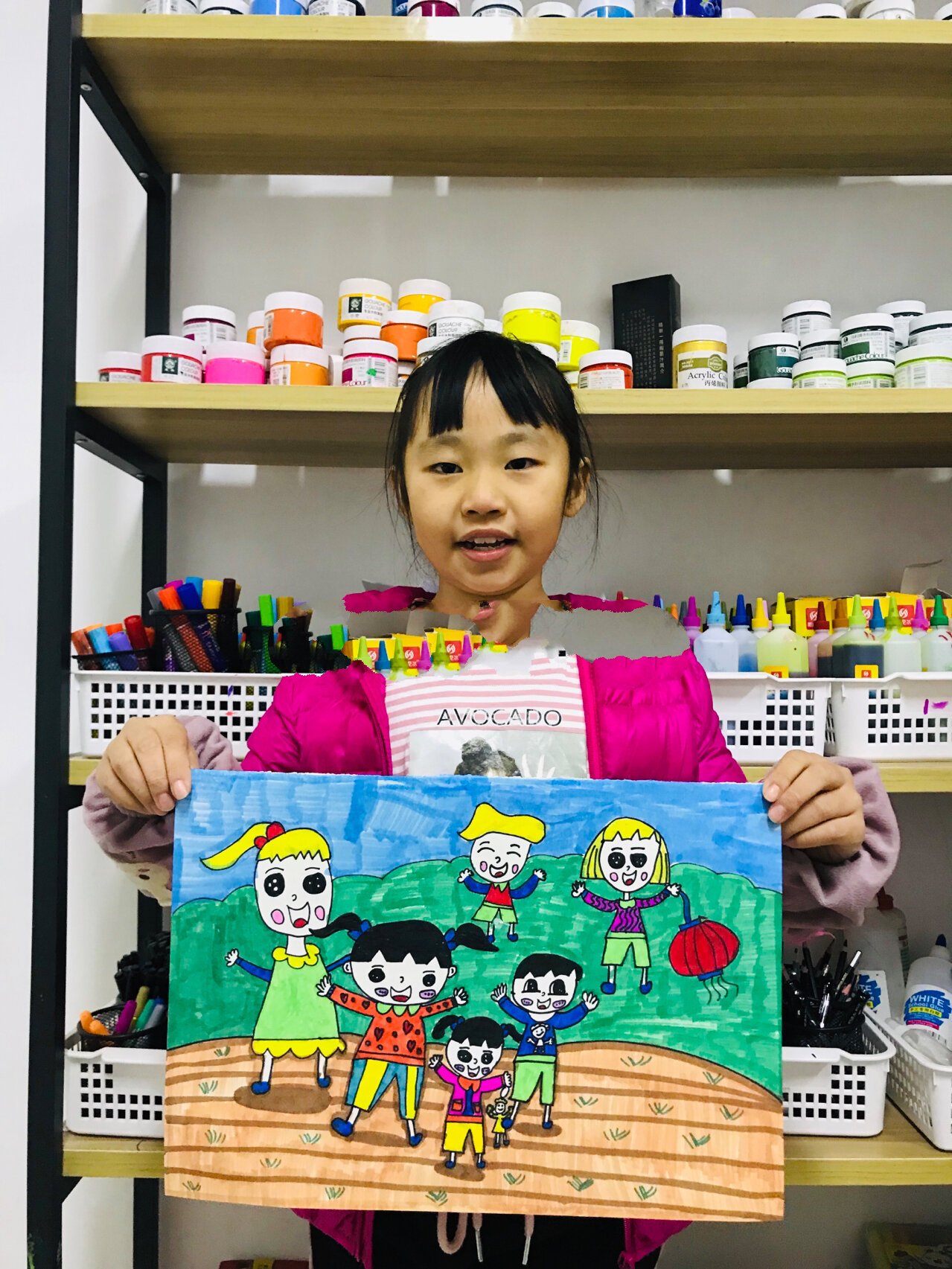 【美术课】一家人儿童画漫画 旅游野餐绘画