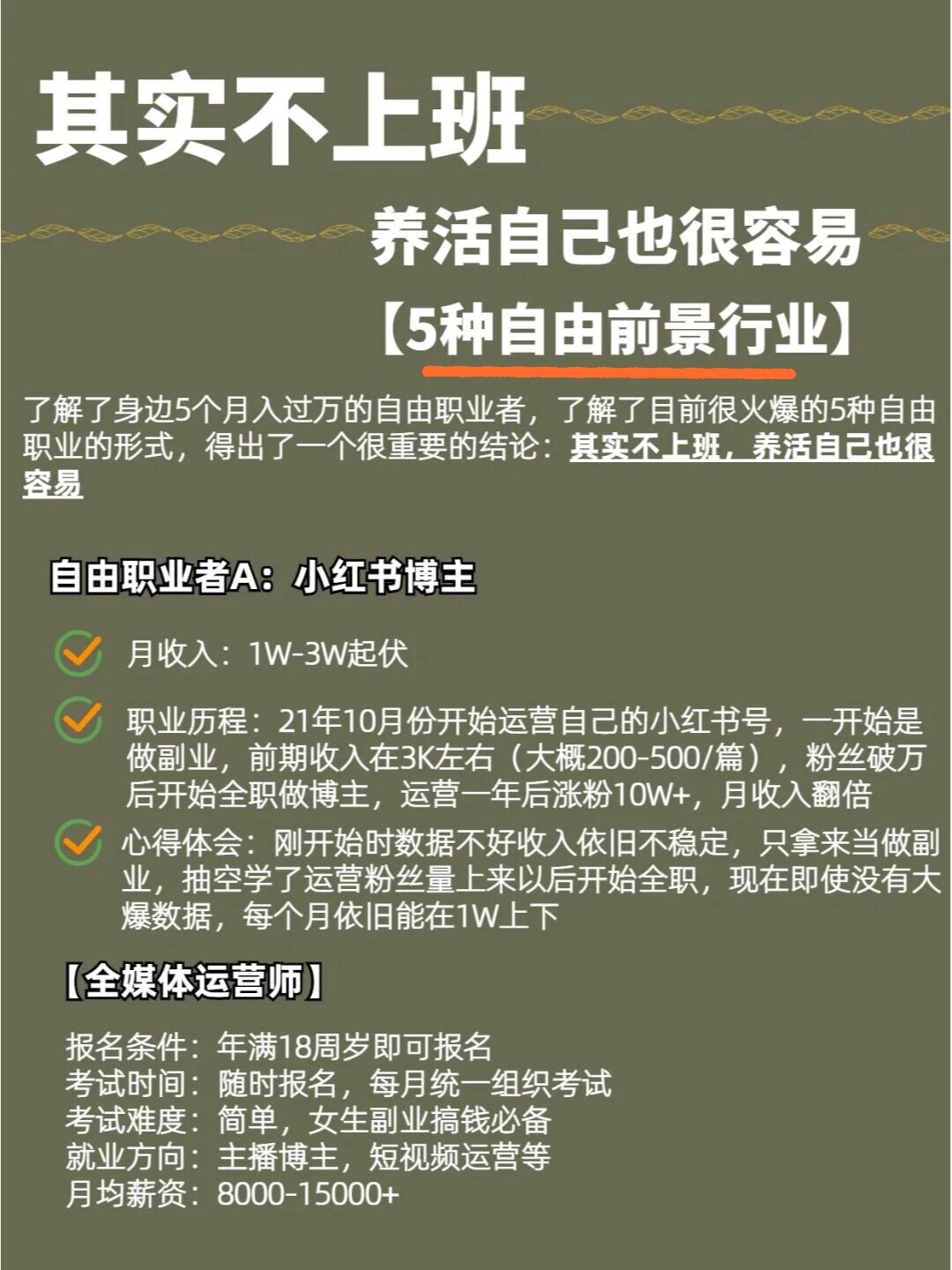 其实不上班也能养活自己005种自由职业真香