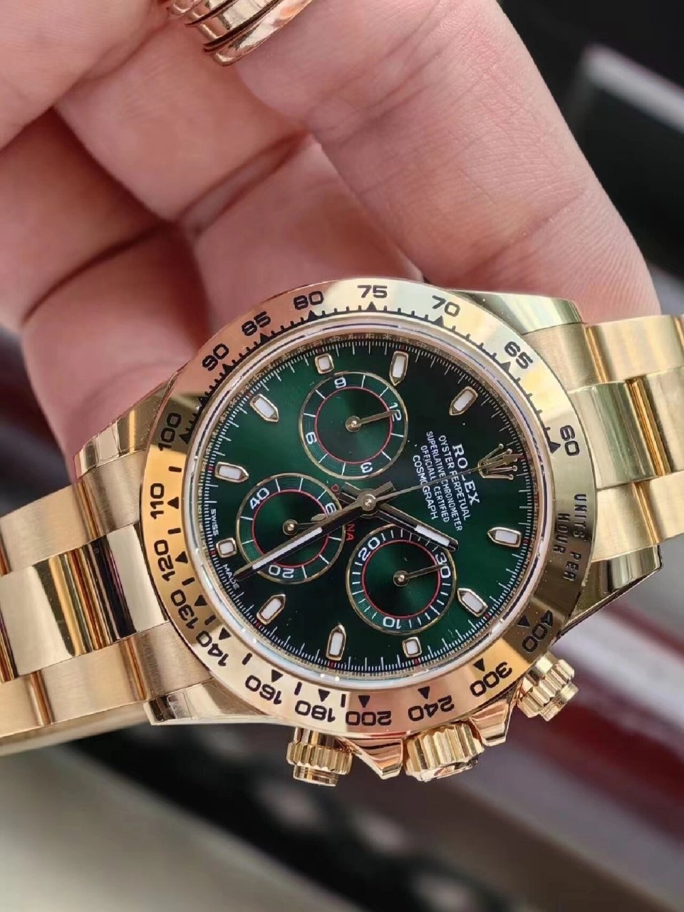 劳力士迪通拿116508绿金迪 19年/11月23日库存品未使用全套 保卡注明
