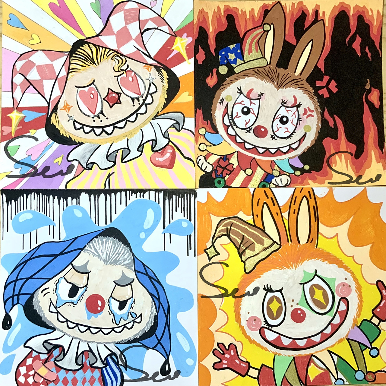 色彩构成|喜怒哀乐labubu 是大一上学期的色彩构成作业啦哈哈哈,家