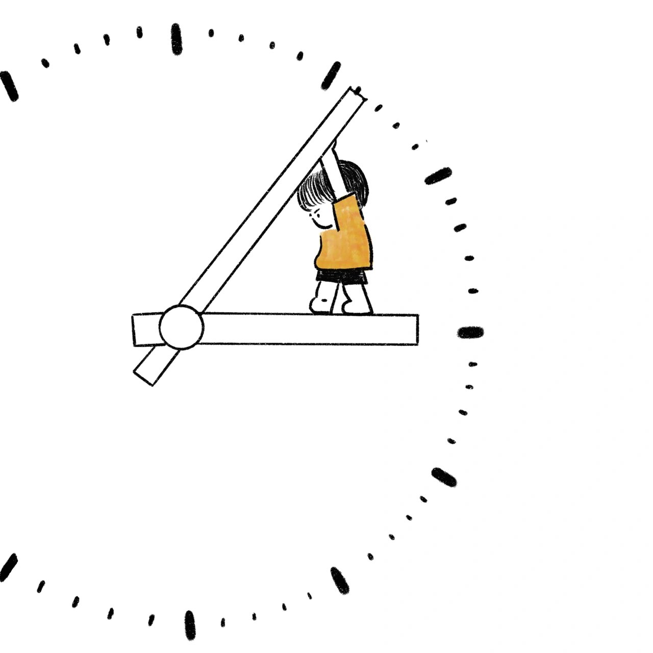 可可爱爱简笔画:时间从手中流走