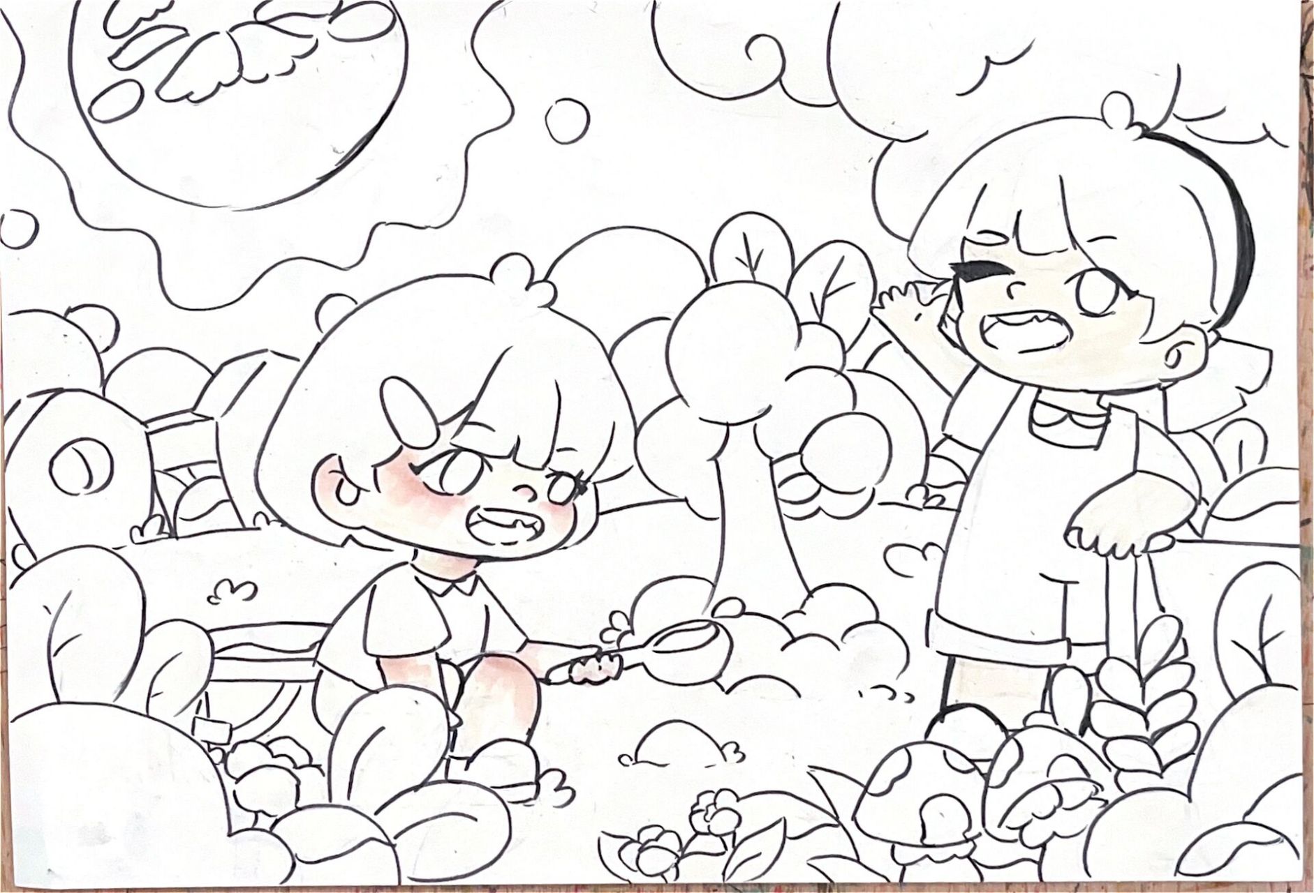 马克笔幼师儿童主题画《植树节》