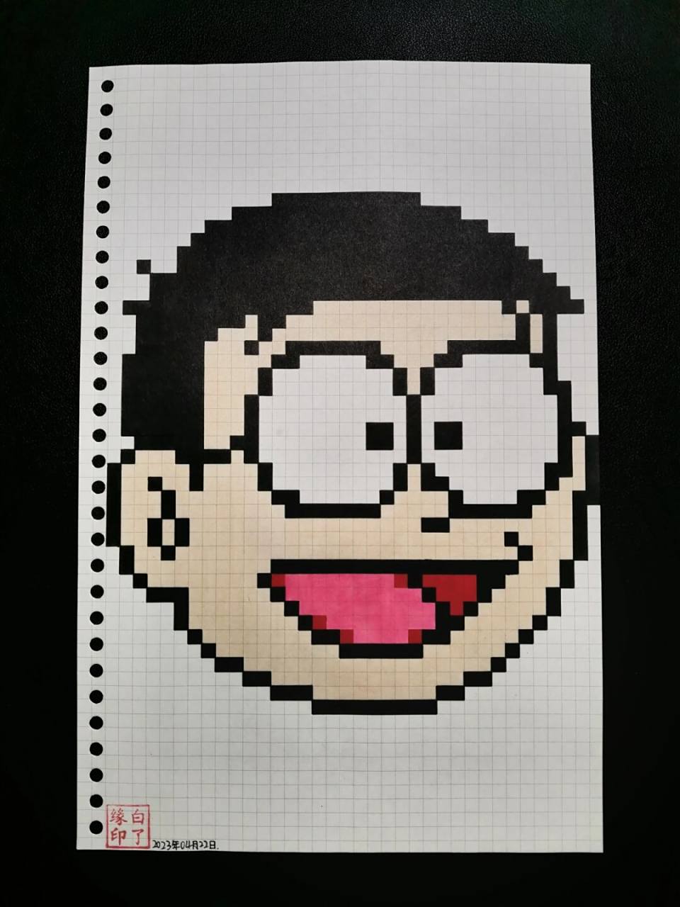 像素画 大雄 临摹非原创 a4网格本 5mm格子 38701536 #像素画