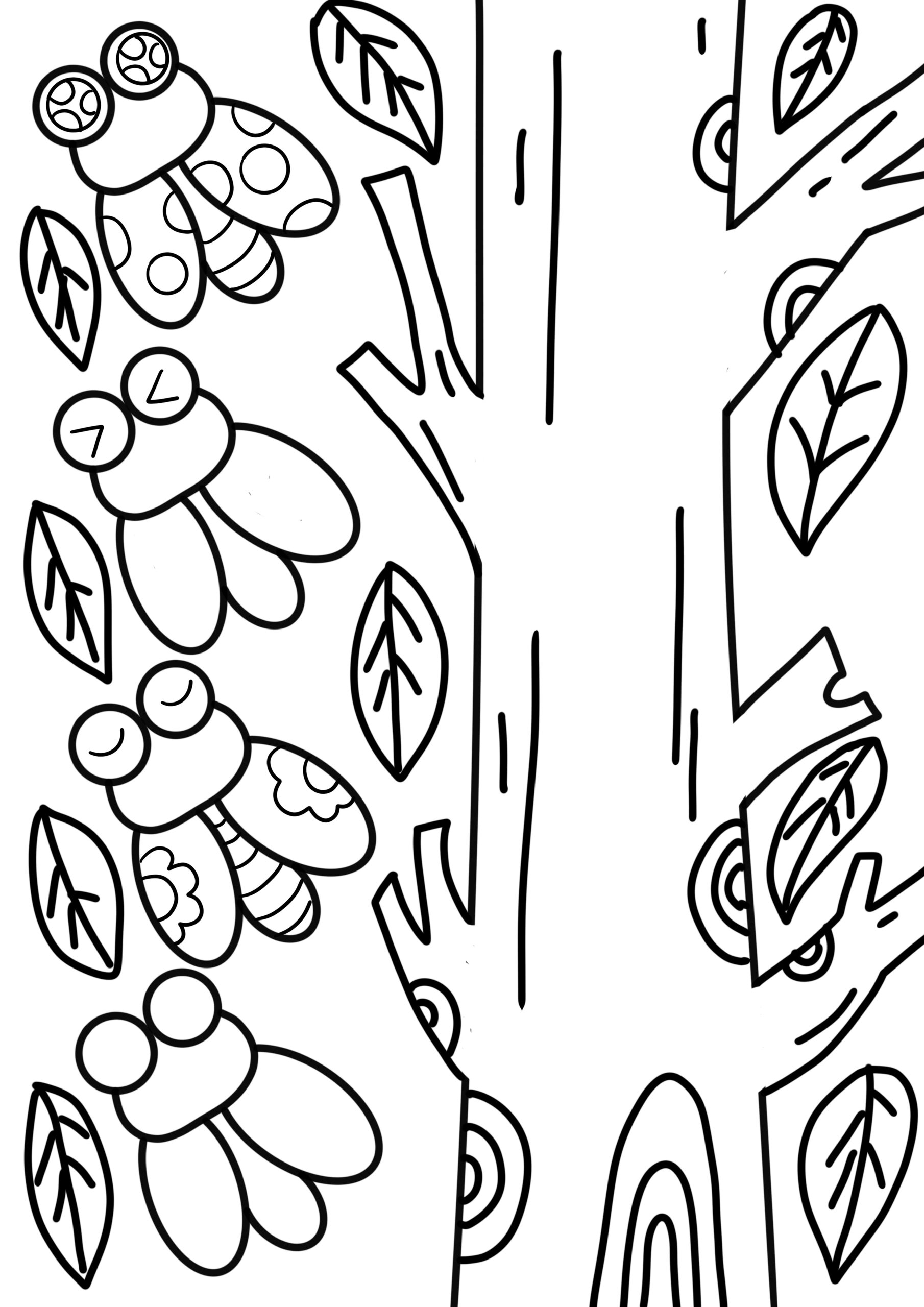 儿童画《夏日蝉鸣》/有素材可打印 夏天怎么能没有知了呢?