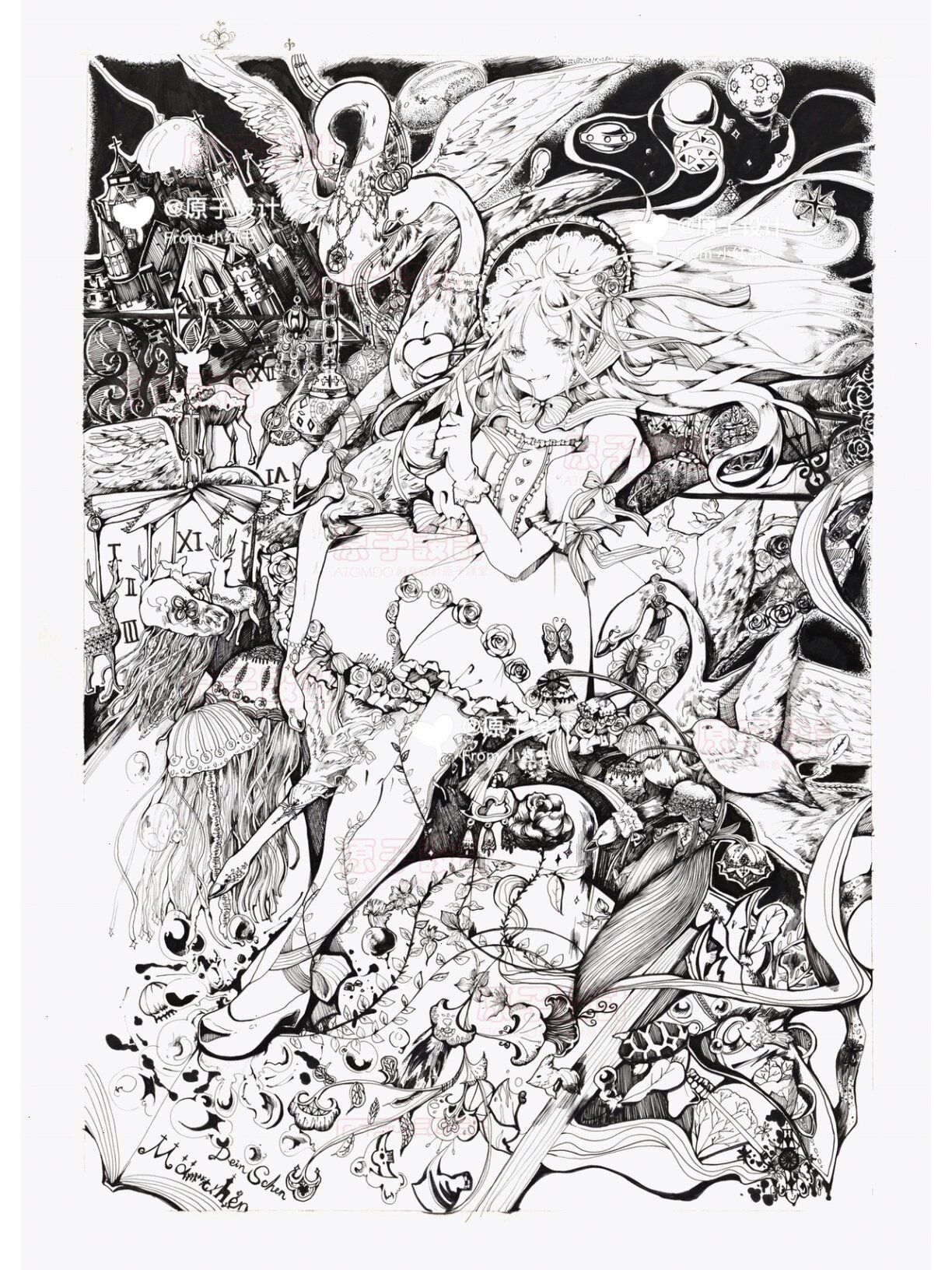 绘出你梦中的少女 黑白创意手绘插画第二弹 人物形象设计