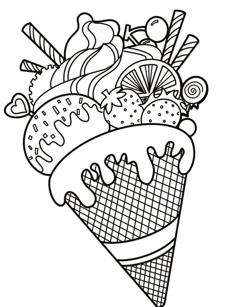 夏天素材各种冰激凌93可打印涂色