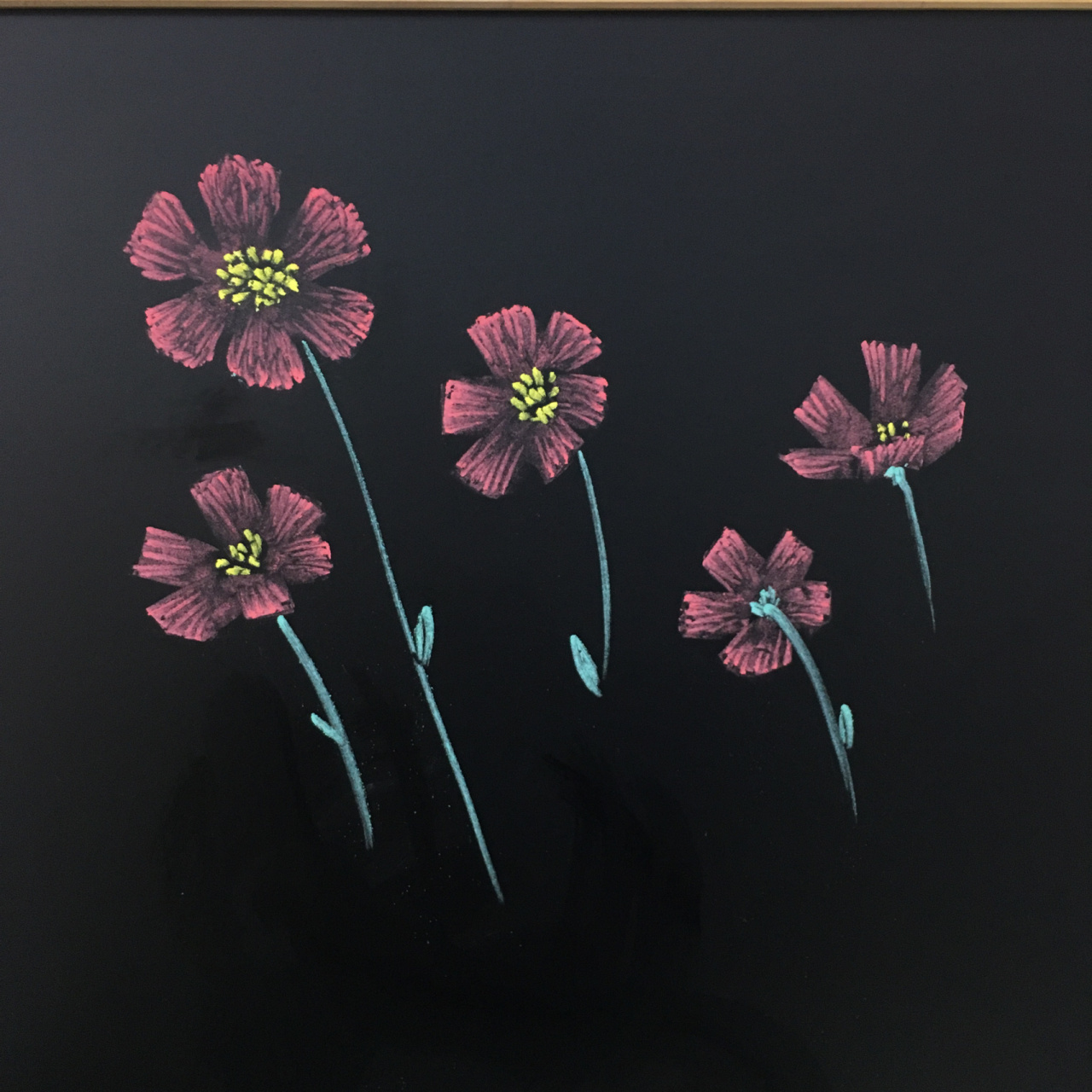 新手小白 粉笔画黑板报素材花朵练习-day67 附分解步骤|949894