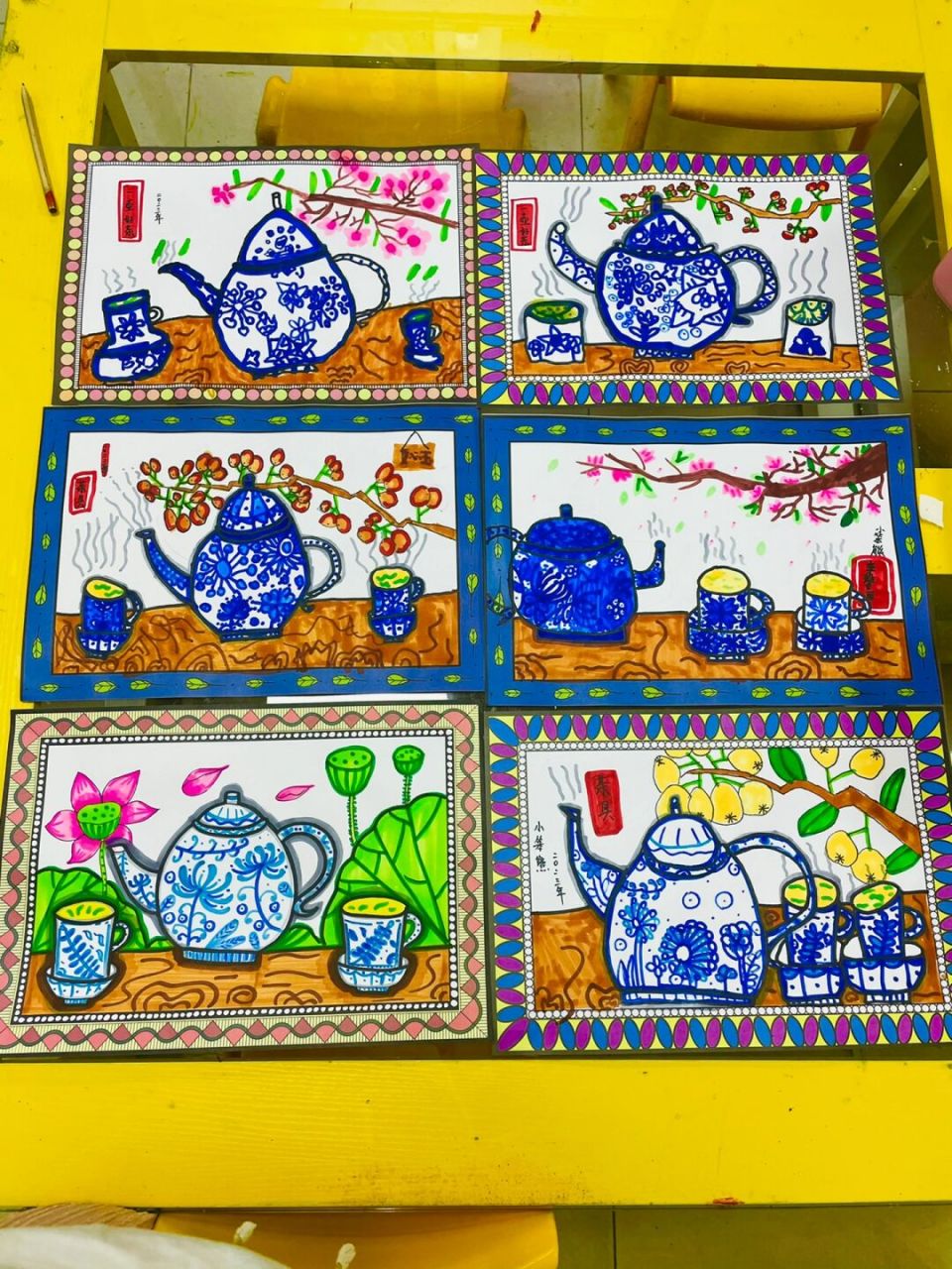 青花瓷茶具 本节课将青花瓷线描元素来装饰茶壶04 教学目标: 1.