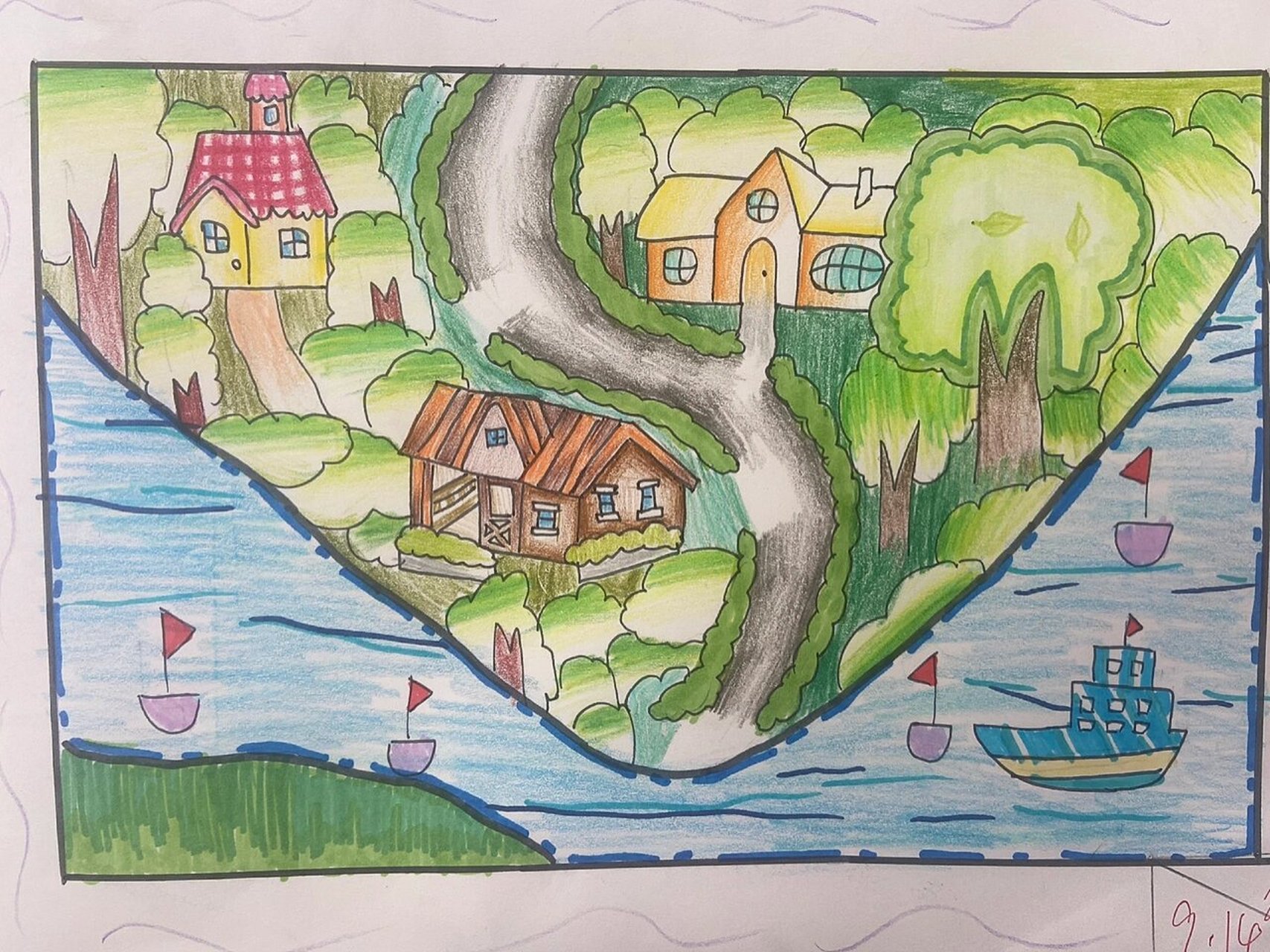 2.《学学构图》 五年级上册第二课《学学构图》学生作品