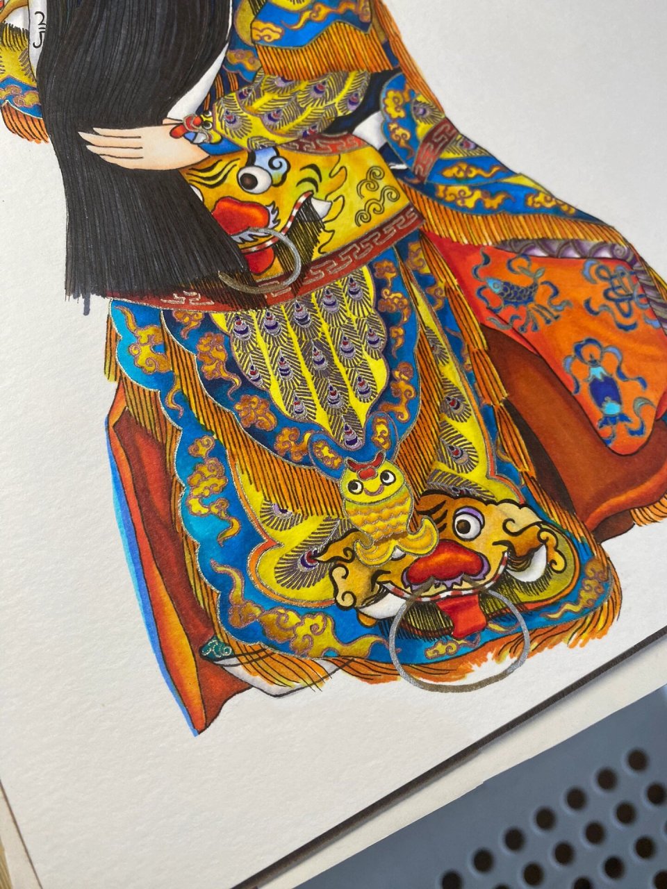 手绘卡通京剧|《古城会》关羽 初次尝试,红生关二爷还是需要更有某种