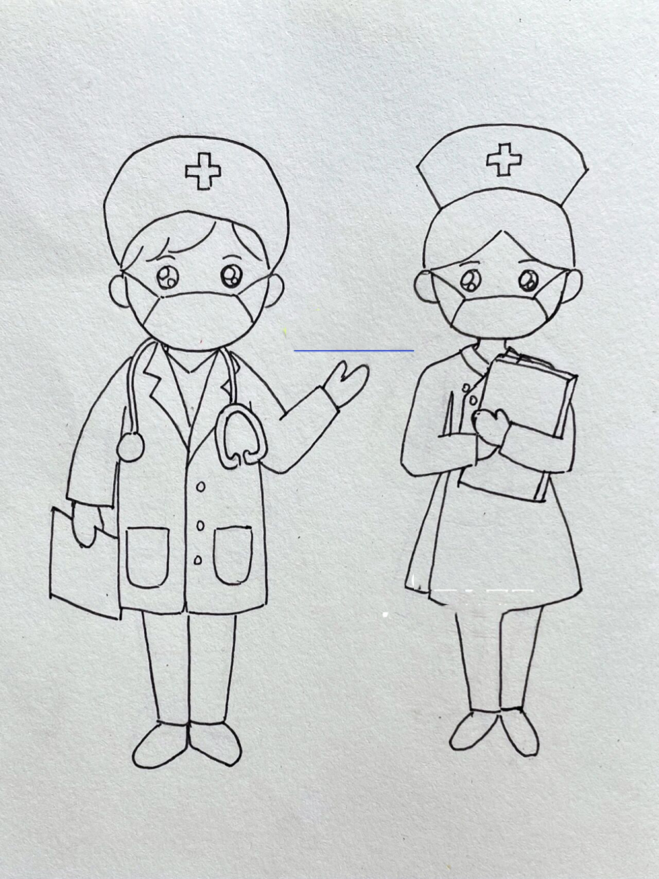 抗疫人物简笔画卡通图片