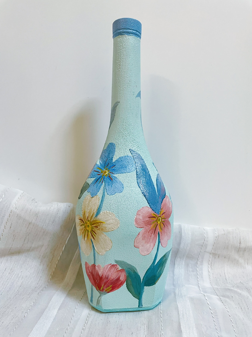 【旧物改造】|瓶子丙烯画 小清新蓝绿(图文版) 9798这对蓝绿色的