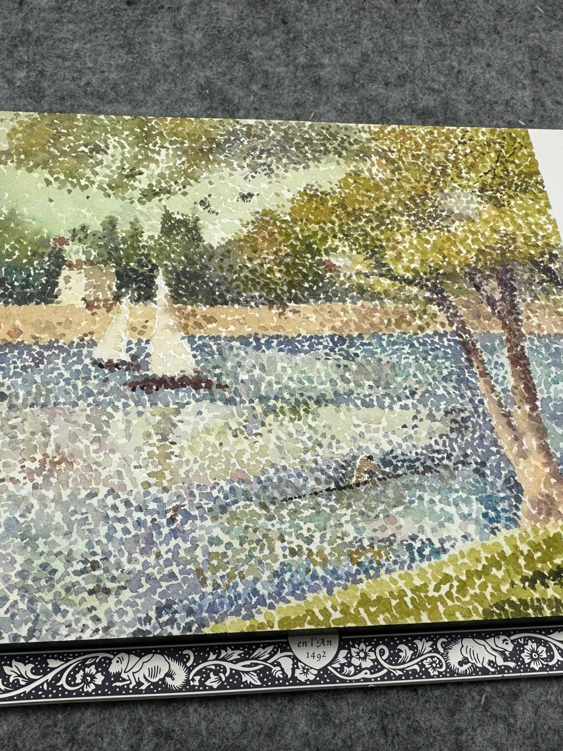 24年年课形式美实践课用点彩画水彩, 临摹修拉作品