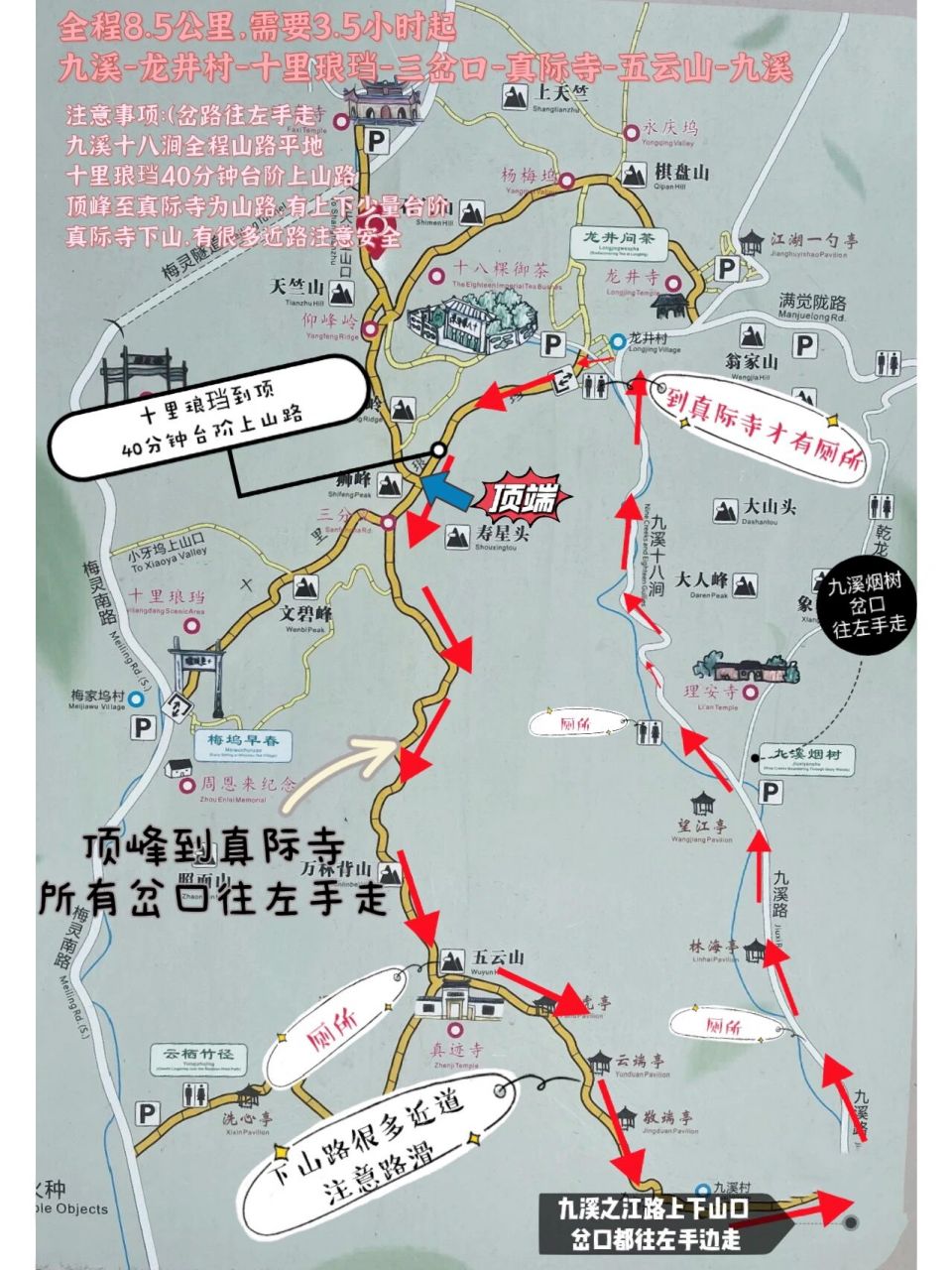 5小时 九溪之江路入口进入,往右手边进入,直到九溪烟树开始全程往左手