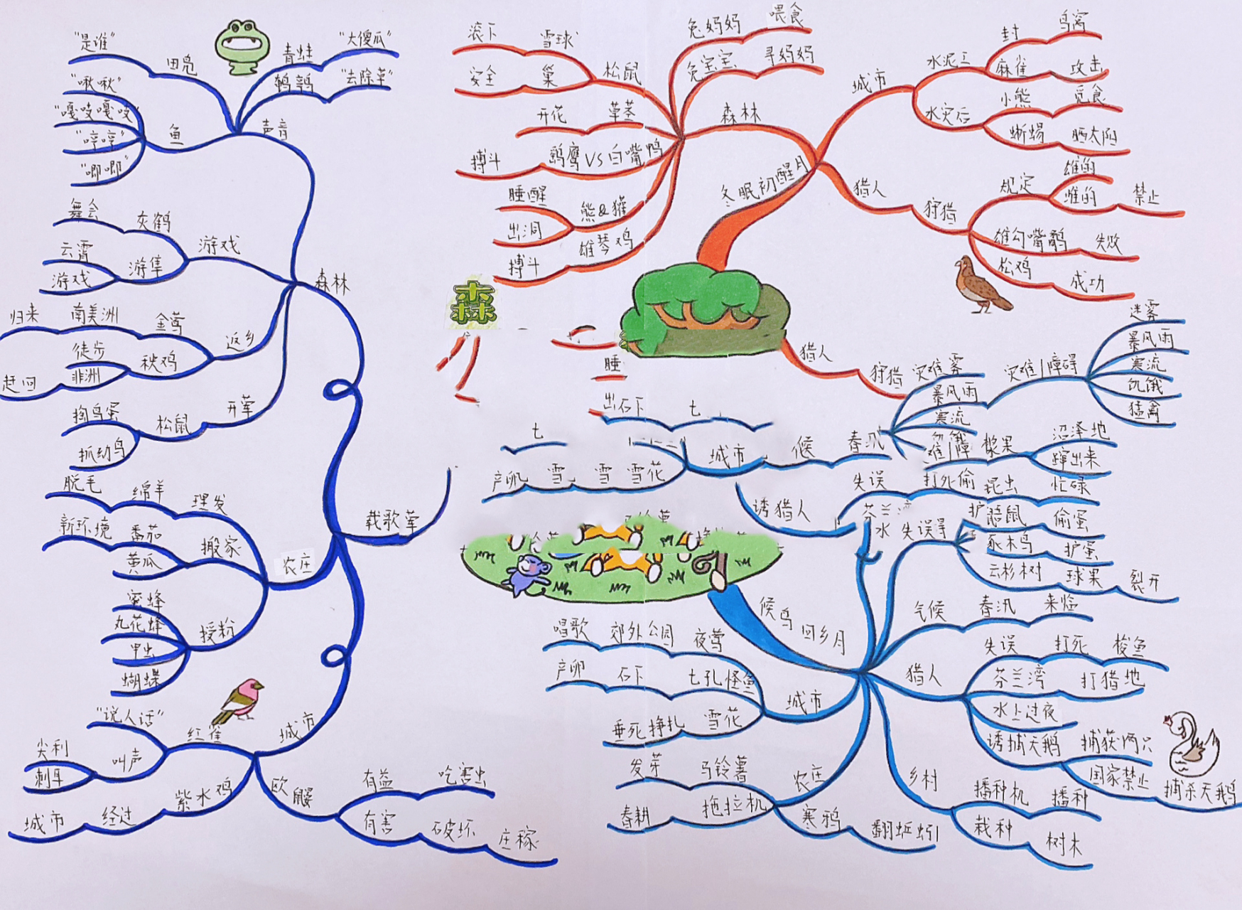 森林报春思维导图简单图片