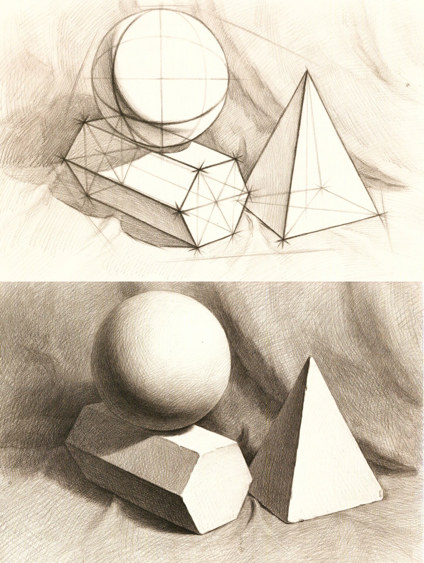 4张素描几何体组合,收藏起来慢慢练