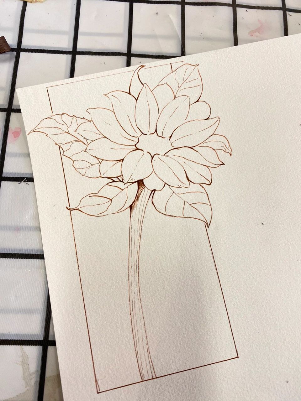 向日葵97水彩画,书签制作 画一朵向日葵97的书签