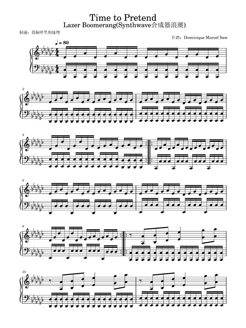钢琴谱分享|time to pretend