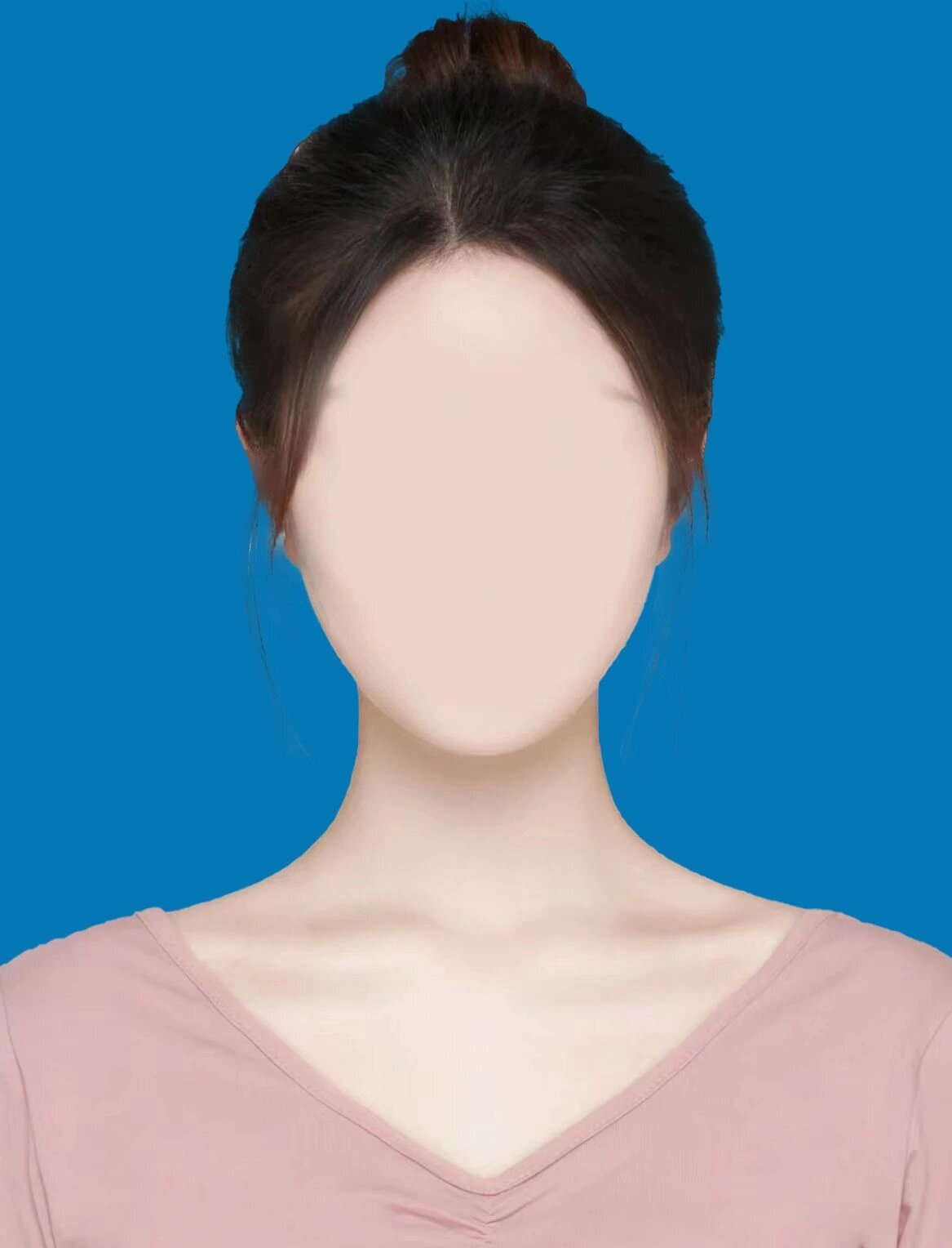 一组蓝底丸子头证件照来了～ 换模板需提供正面无遮挡的照片 最好是
