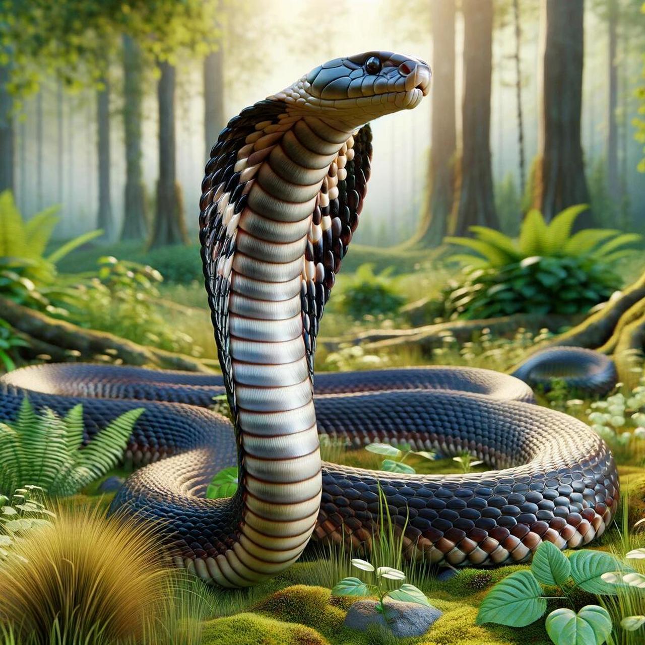 眼镜蛇 眼镜蛇是一种令人着迷的蛇类,以其特有的"眼镜"标记和能够扩张