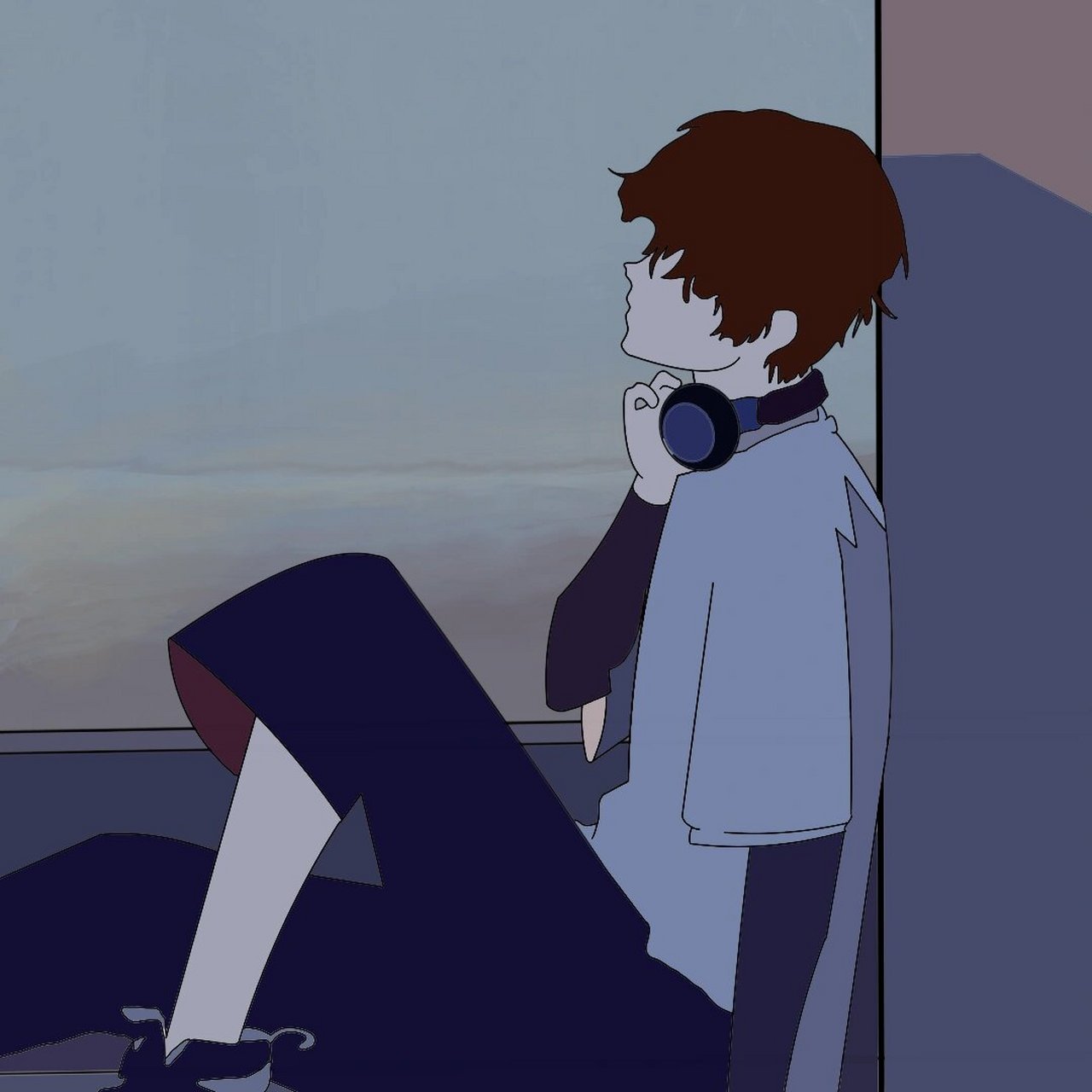 靠墙男生头像 临摹 喜欢画出来的背景的感觉