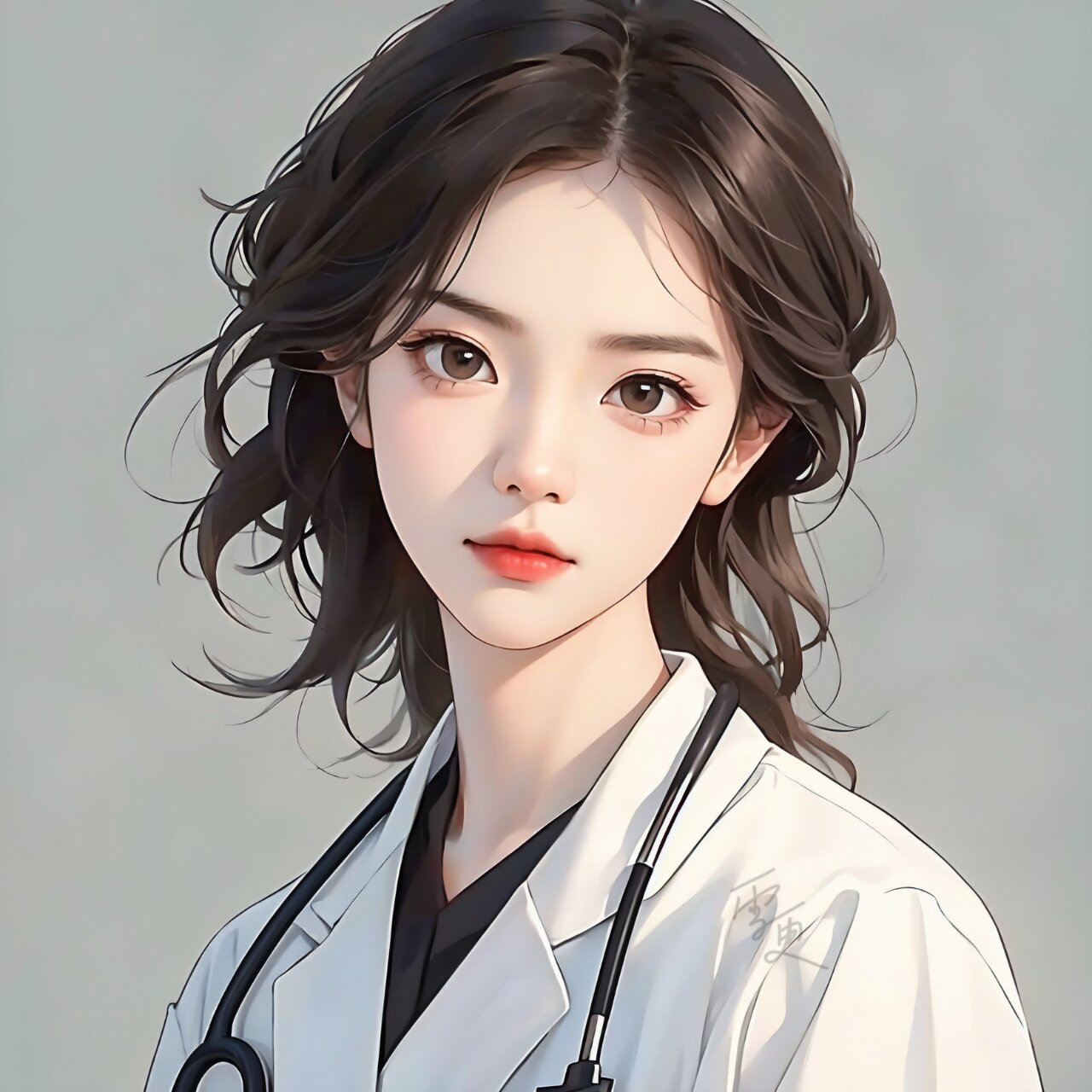 职业头像|长发气质白大褂女医生