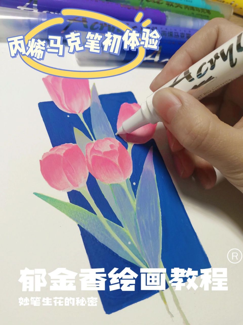 丙烯马克笔画︱丙烯马克笔初体验～ 收到了朋友寄来的一大盒丙烯马克