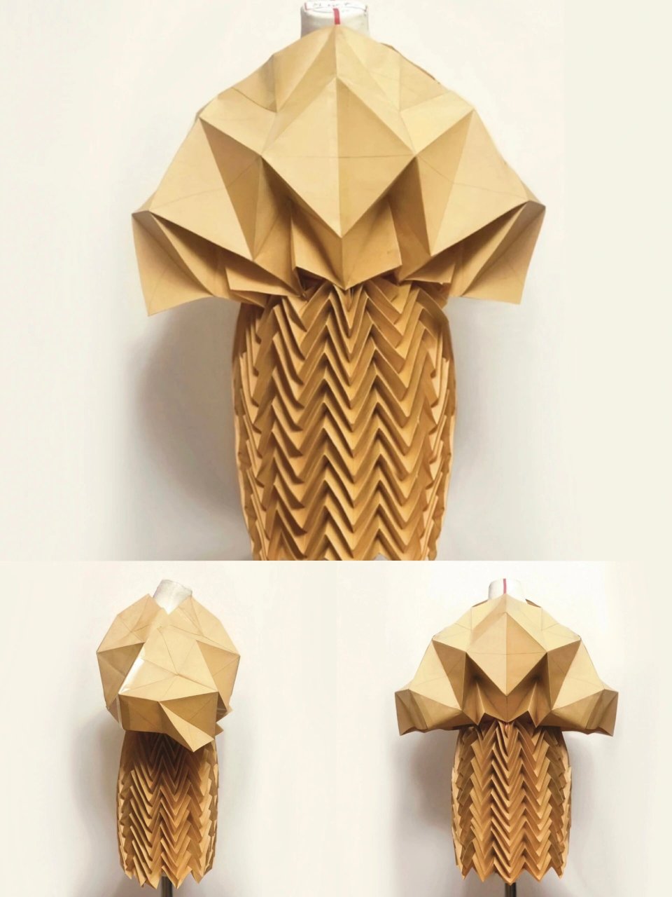 三宅一生折纸立裁(附教程) 裙子部分: 参考另一篇笔记[蛇腹折叠纸模]