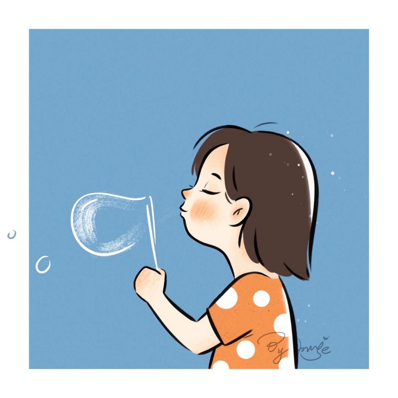 吹泡泡的女孩漫画q版图片