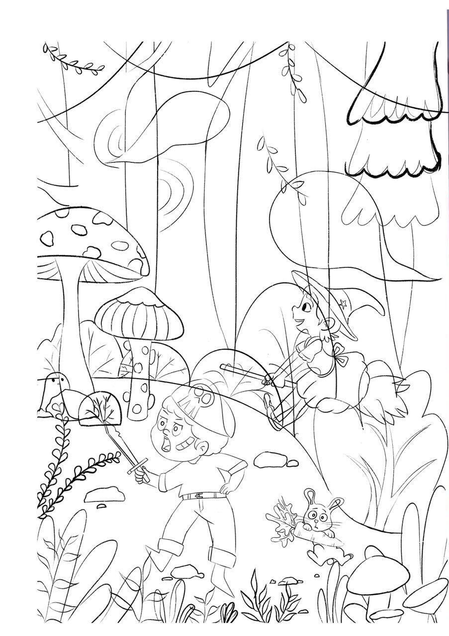 场景插画《丛林探险》 本来想着昨晚闺女睡了我接着画画 结果哄闺女