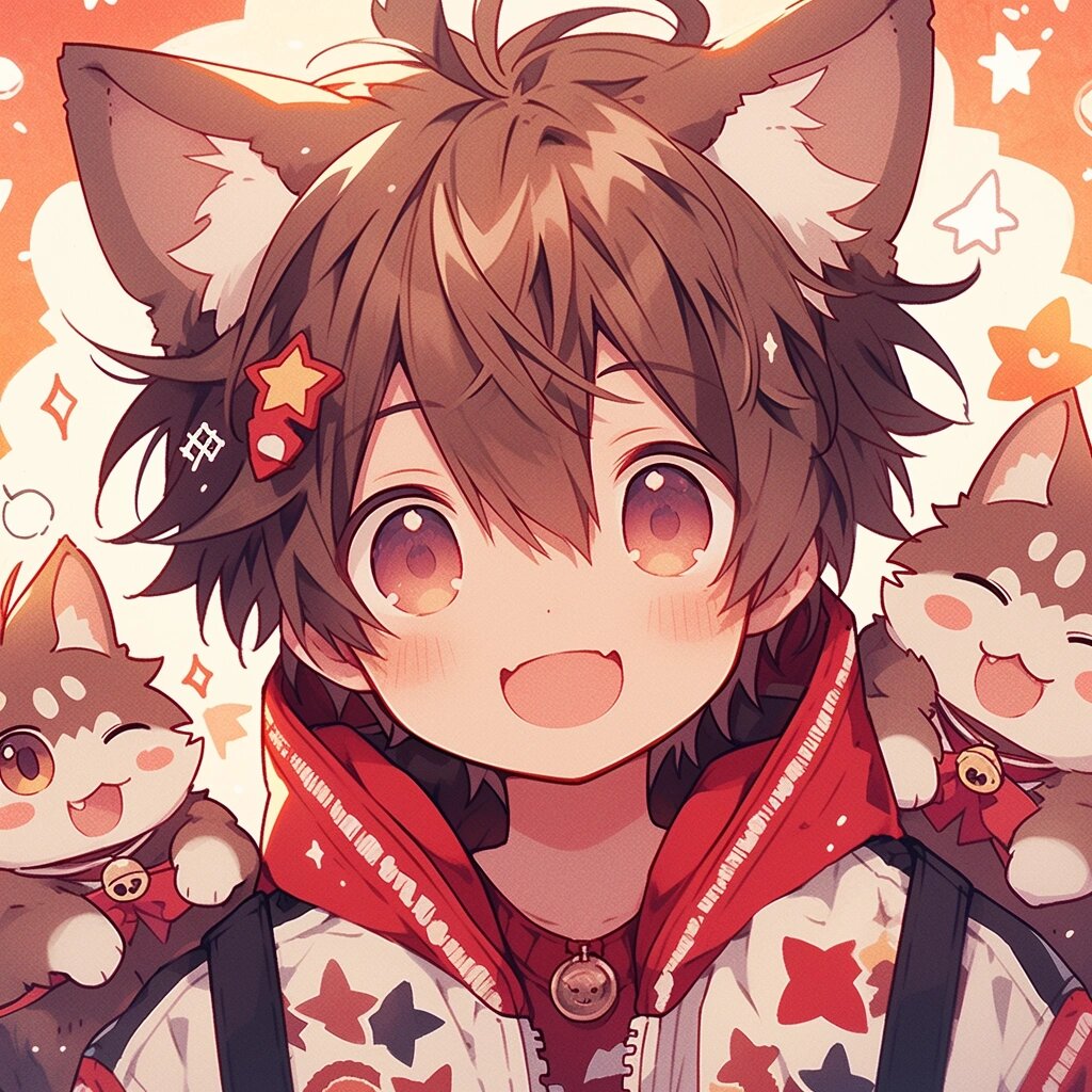 动漫男生头像|红色系|可爱猫猫男孩