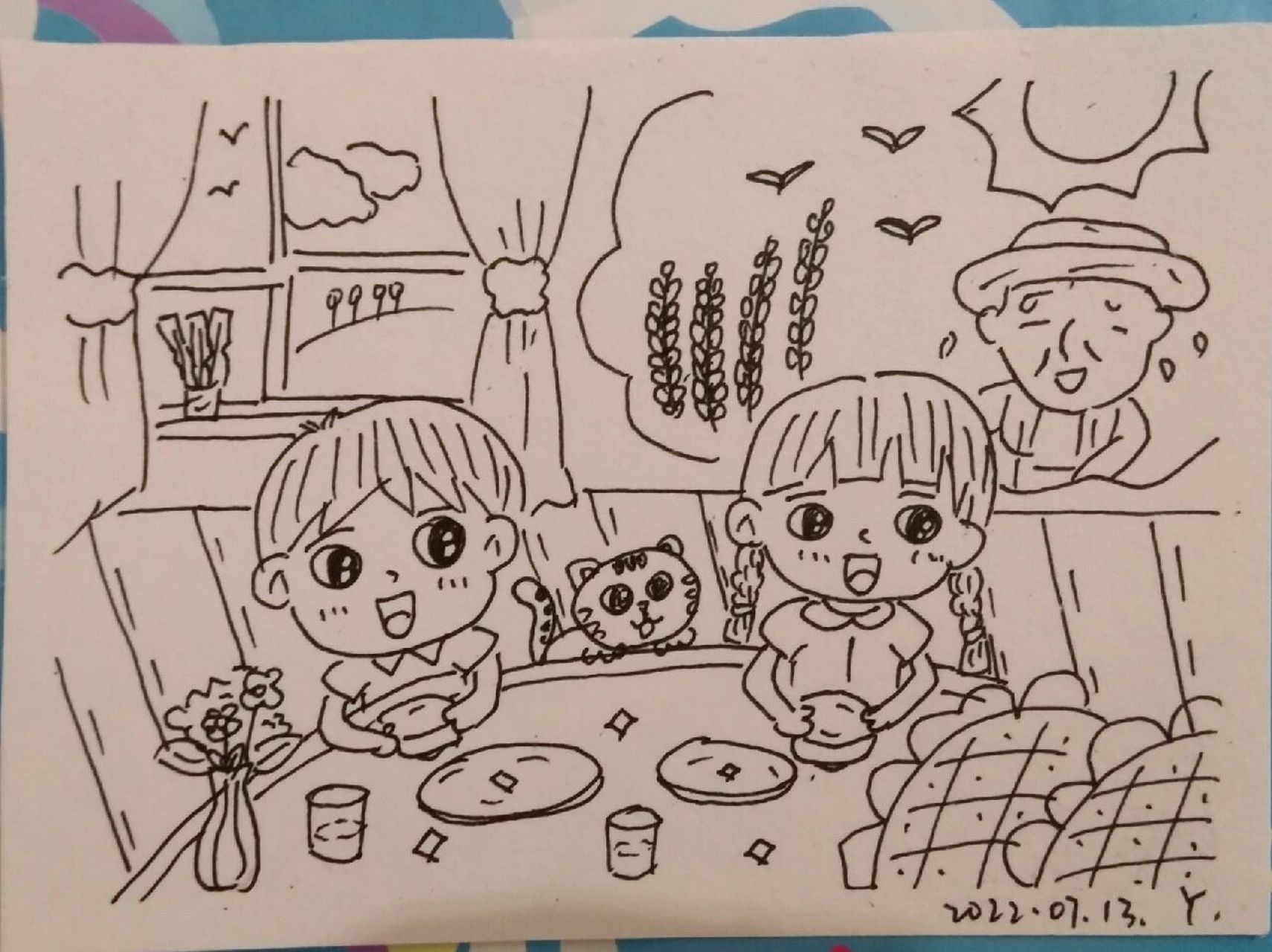 简笔画|珍惜粮食,光盘行动,吃饭万能背景