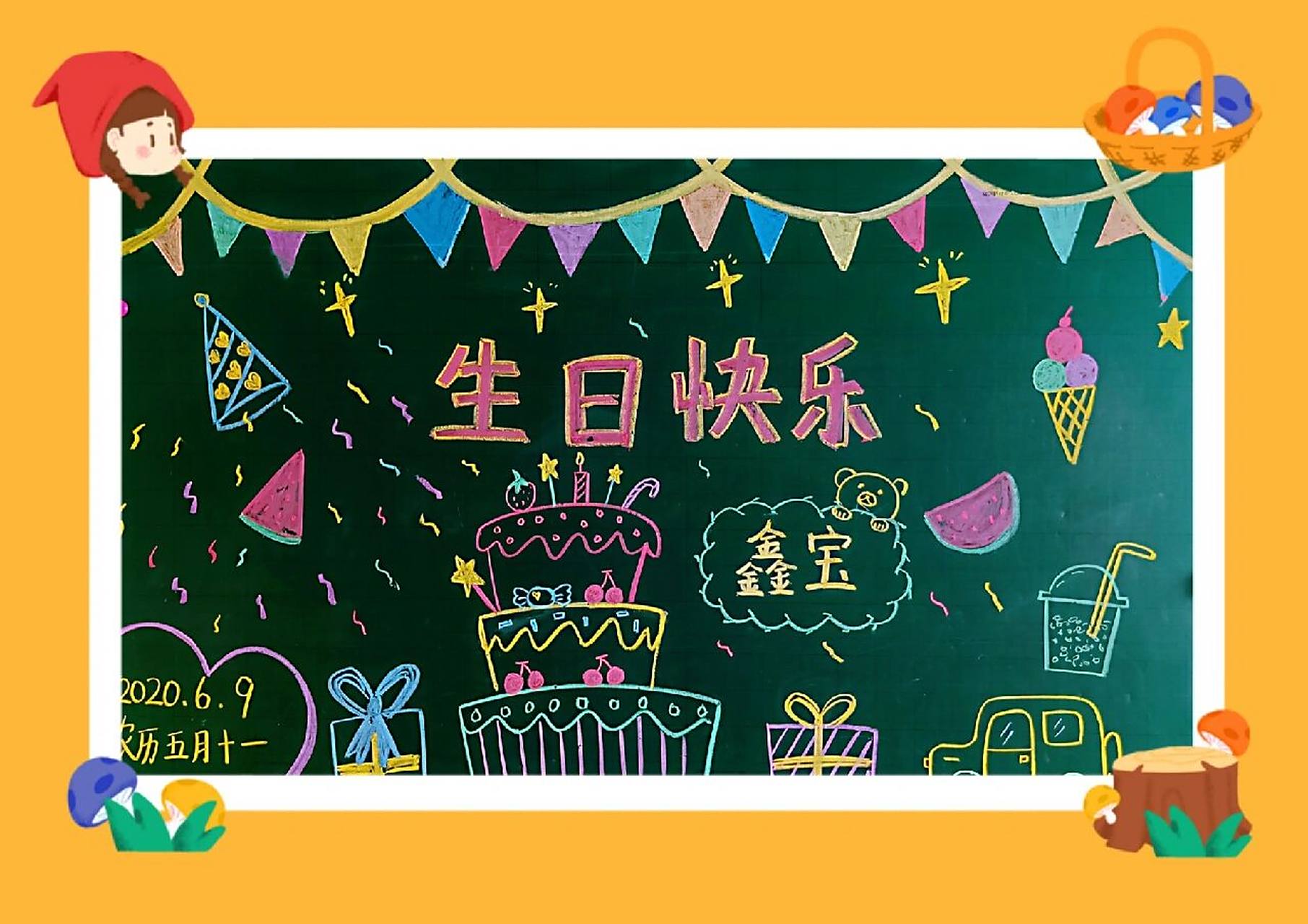 幼儿园生日黑板报