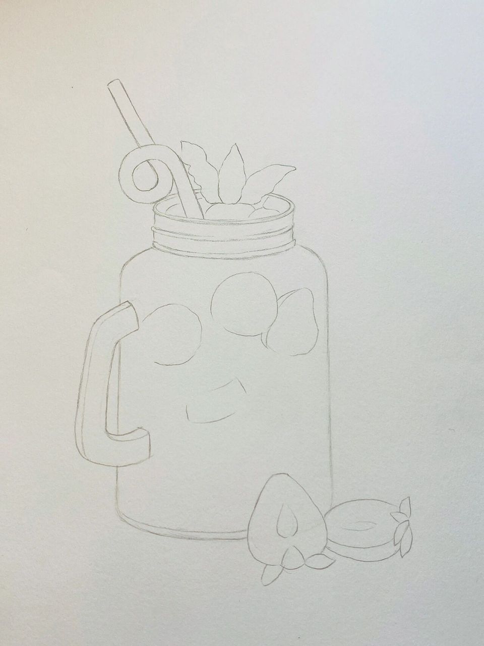 彩铅画 | 草莓果汁 夏季饮品 彩铅画 过程图