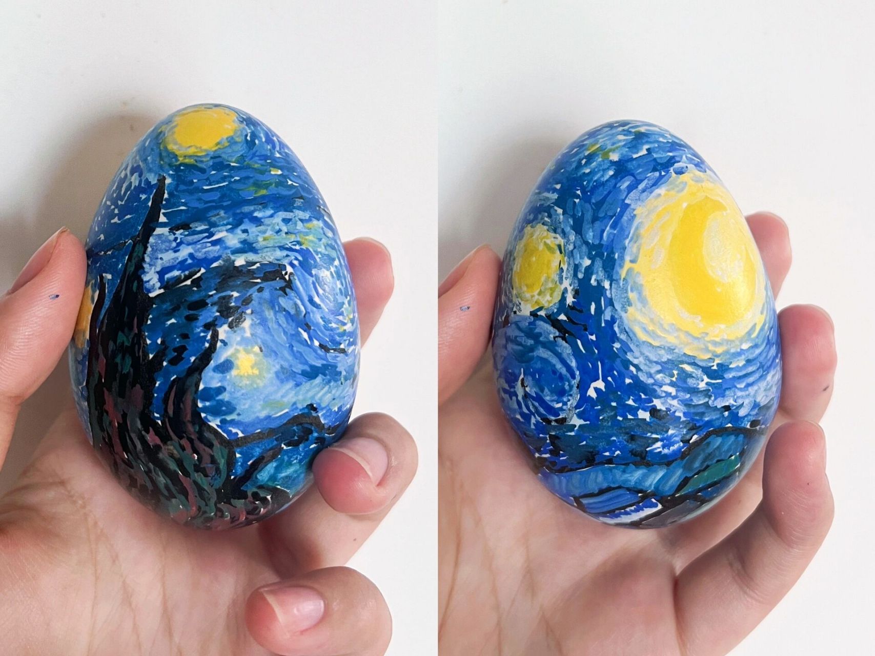 立夏画蛋|梵高星空 材料:煮熟鸭蛋,丙烯马克笔