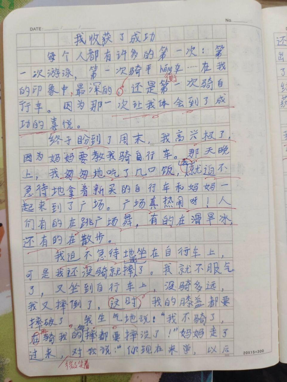 《我收获了成功》四年级优秀作文 暑期班课堂作文,用时30分钟.