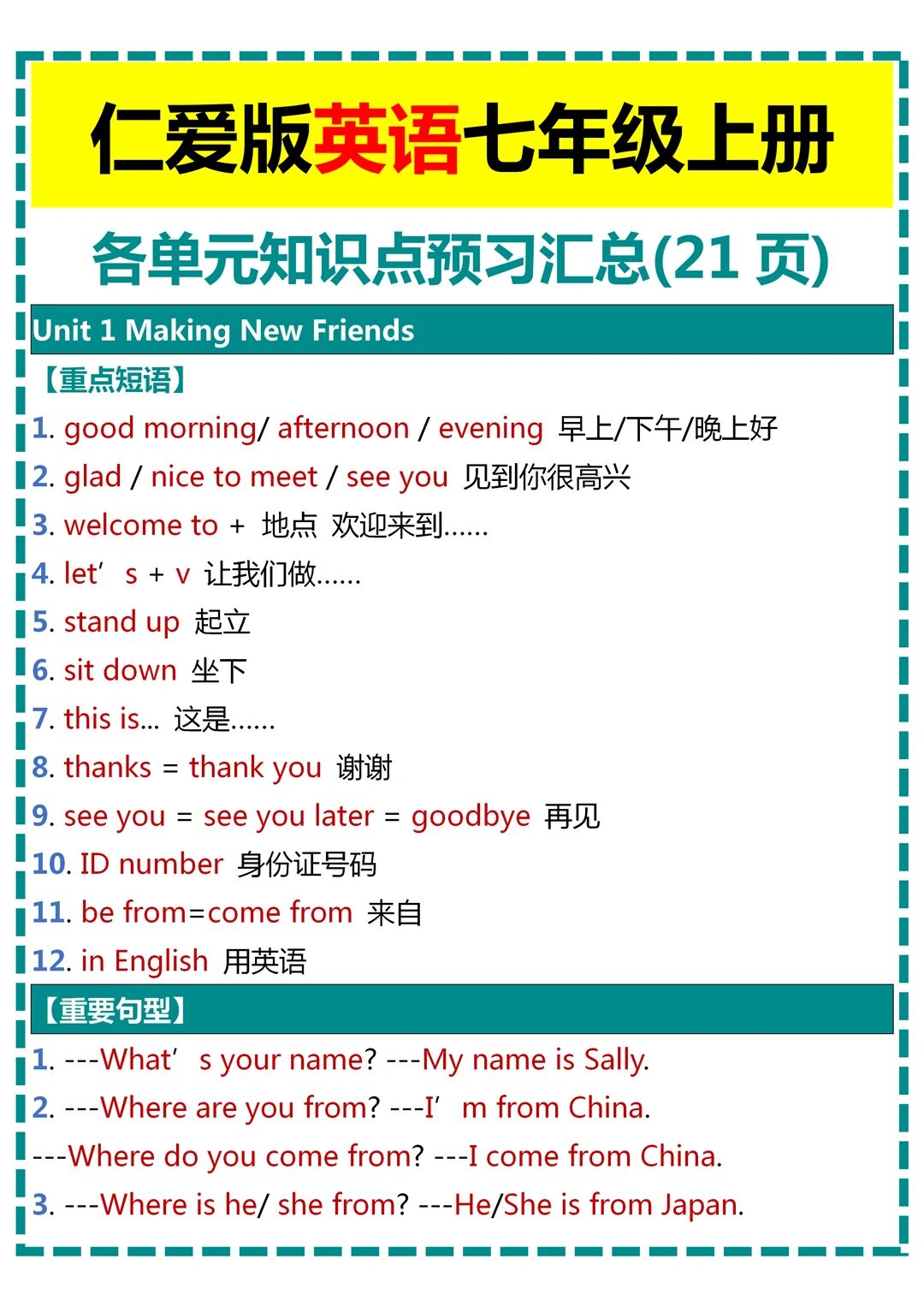 点拨英语七上 第1张
点拨英语七上 第1张