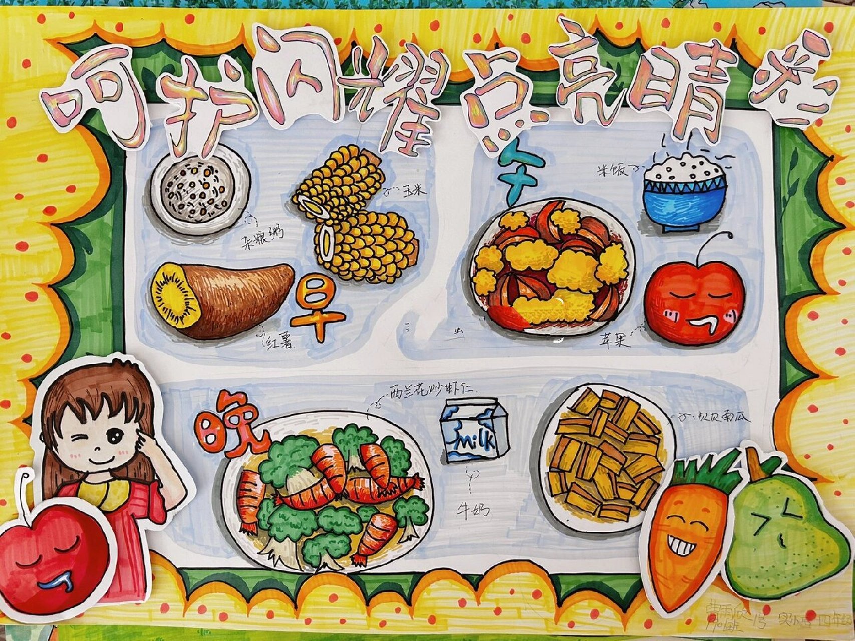 呵护眼睛|一日食谱|预防近视海报|手抄报 呵护眼睛|一日食谱|保护眼睛