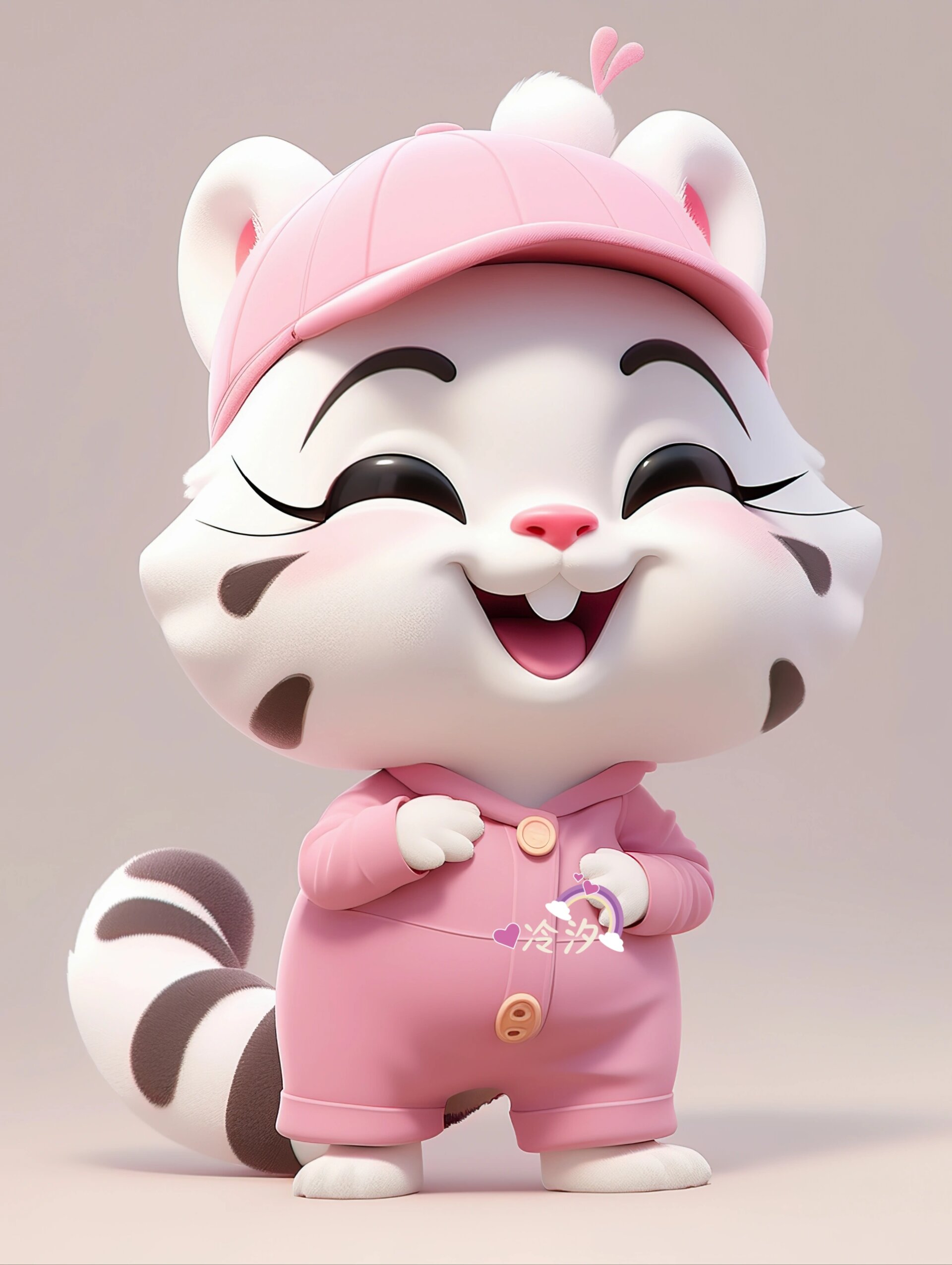 卡通粉色老虎