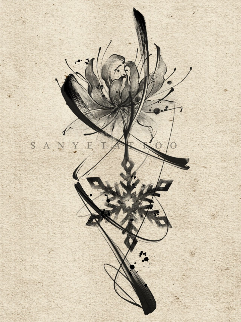 tattoo|彼岸花纹身|雪花纹身|男生纹身图 "彼岸凌霜"  7515纹身