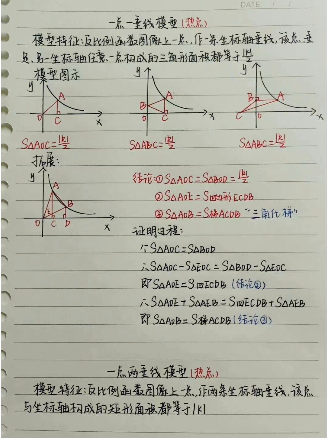 反比例函数板书图片