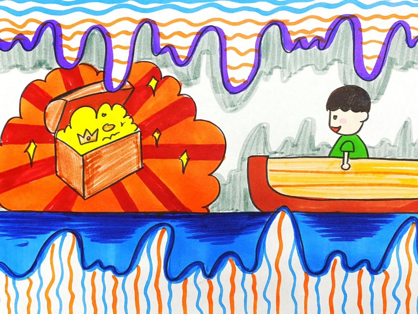 溶洞儿童画 #卡通画# #马克笔# #儿童画# #溶洞绘画