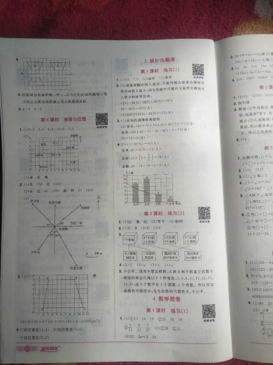 阳光同学视频精讲答案数学六年级(下)(2)