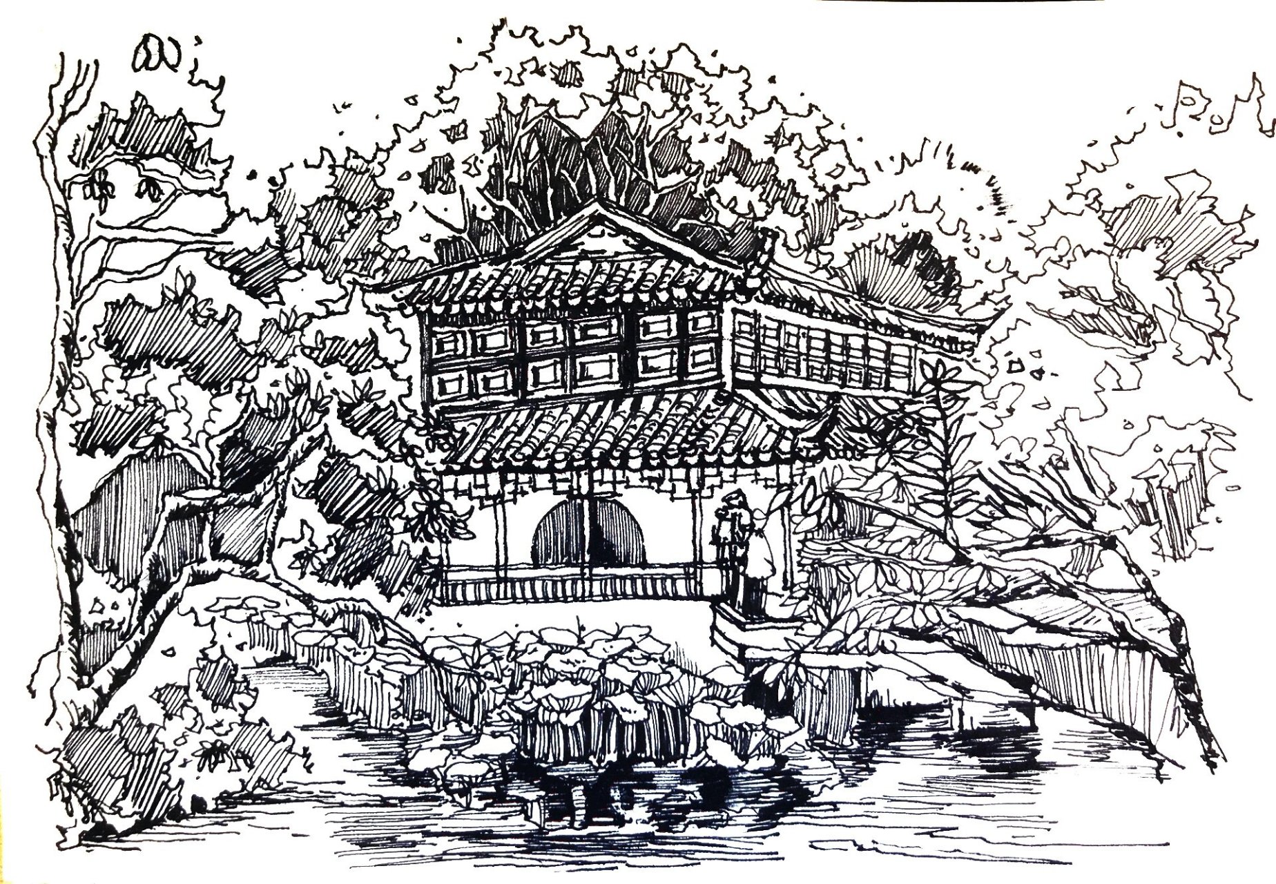 苏州园林风景速写7115 年纪轻轻就不要约束自己,画画就是要开心的