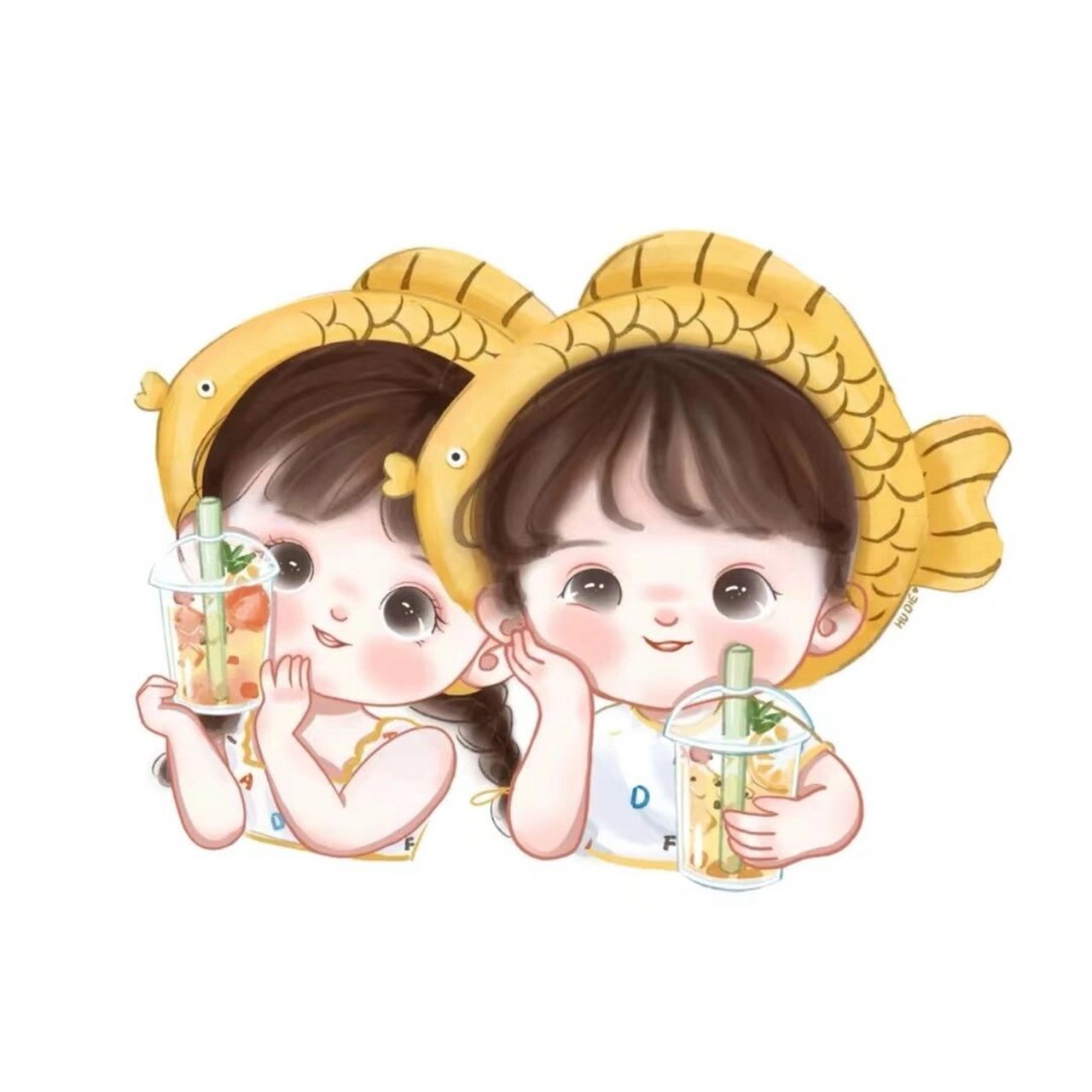 情侣头像 可爱卡通头像 喝奶茶吗? 第二杯半价 93