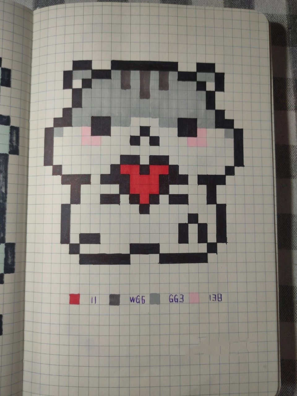 22像素画142 爱心小仓鼠 临摹非原创 a5网格本