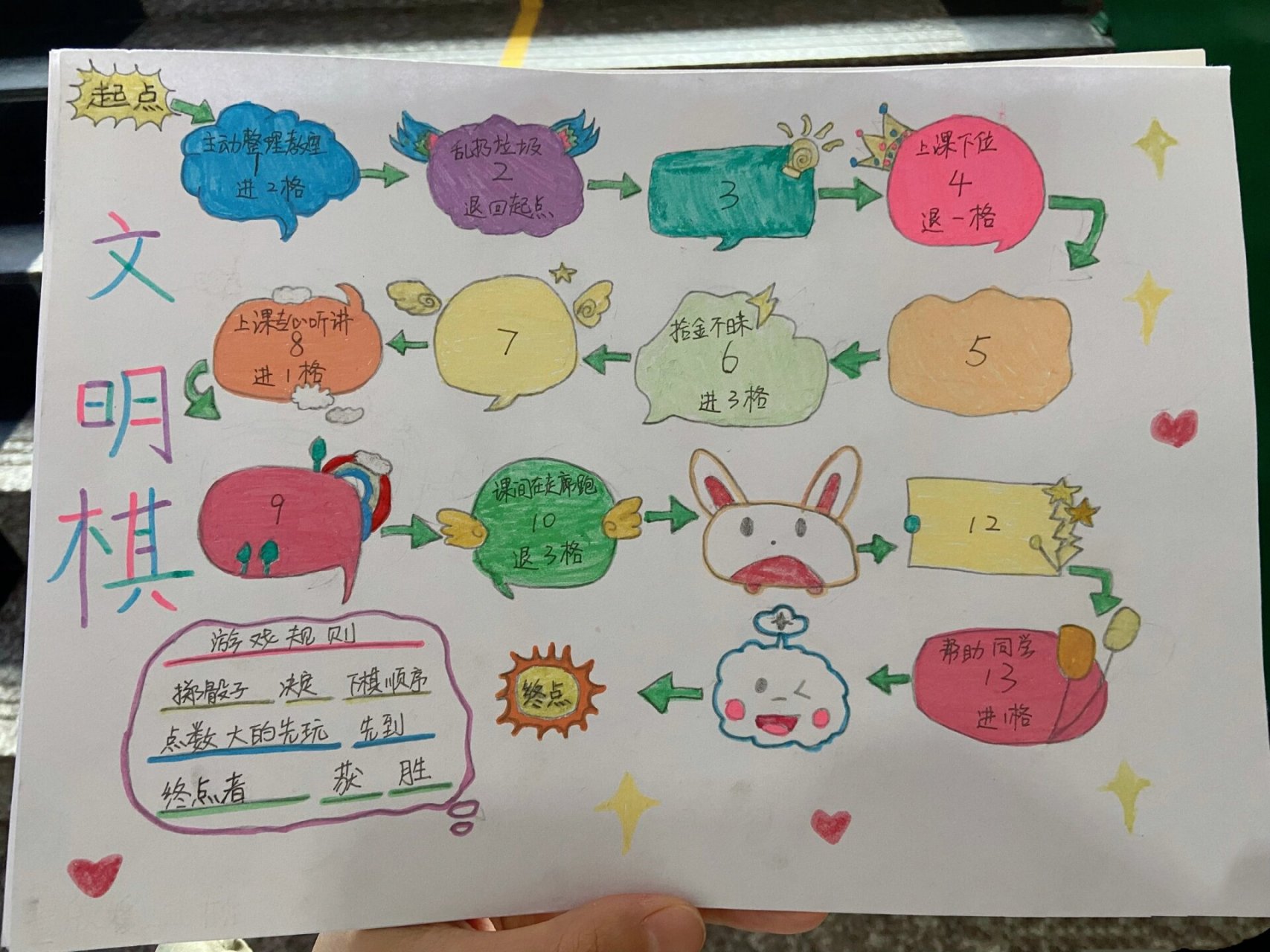 二年级的特色作业-文明棋 孩子们真不错